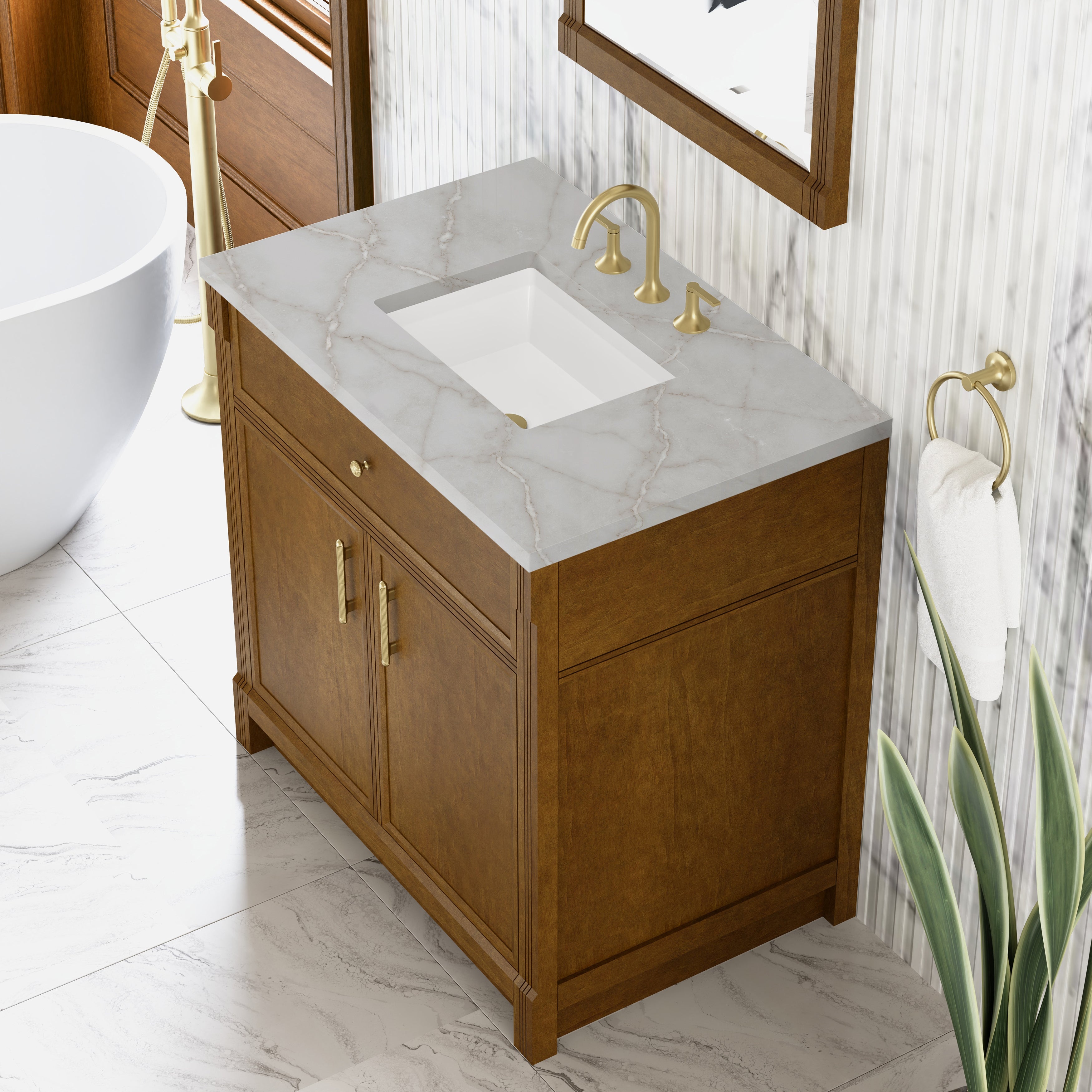 James Martin Bellshire 36" Single Vanity in Honey Oak with 3cm Countertop