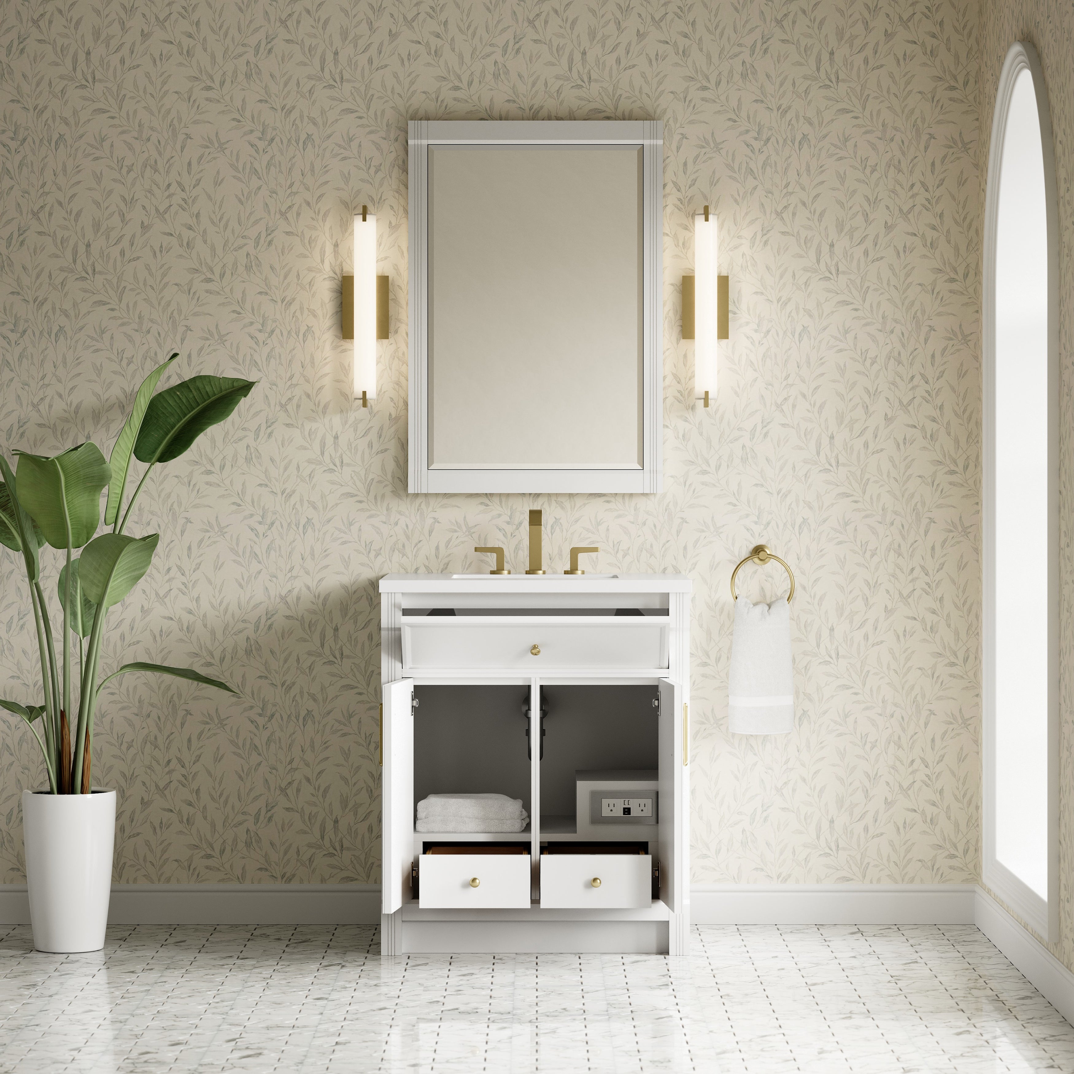 James Martin Bellshire 30" Single Vanity in Bright White with 3cm Countertop