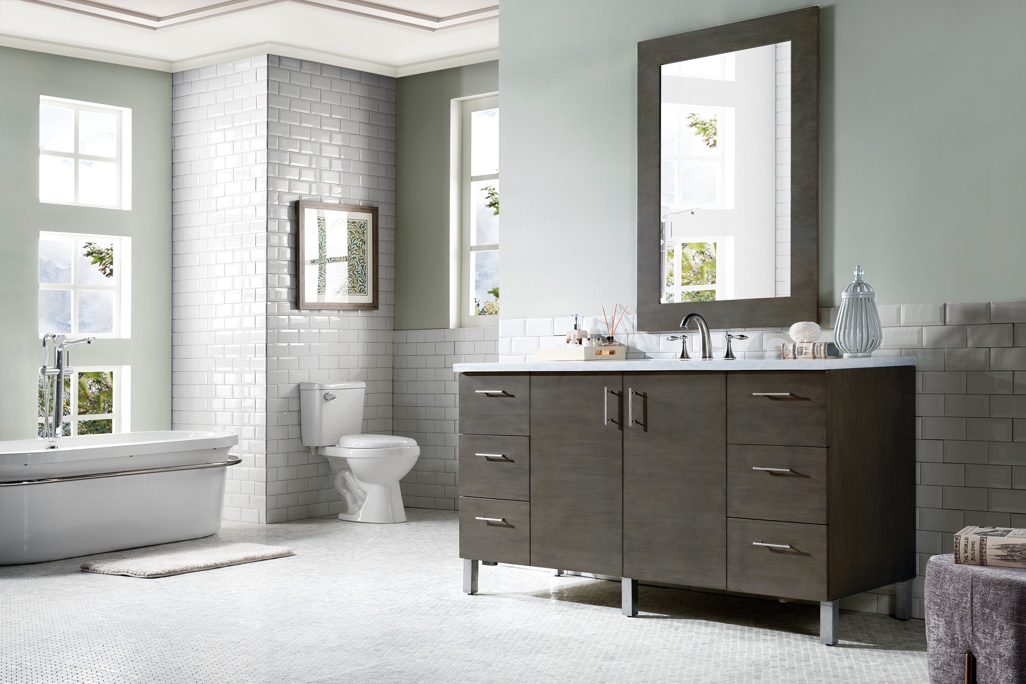 James Martin Metropolitan 60" Single Vanity in Silver Oak with 3cm Countertop