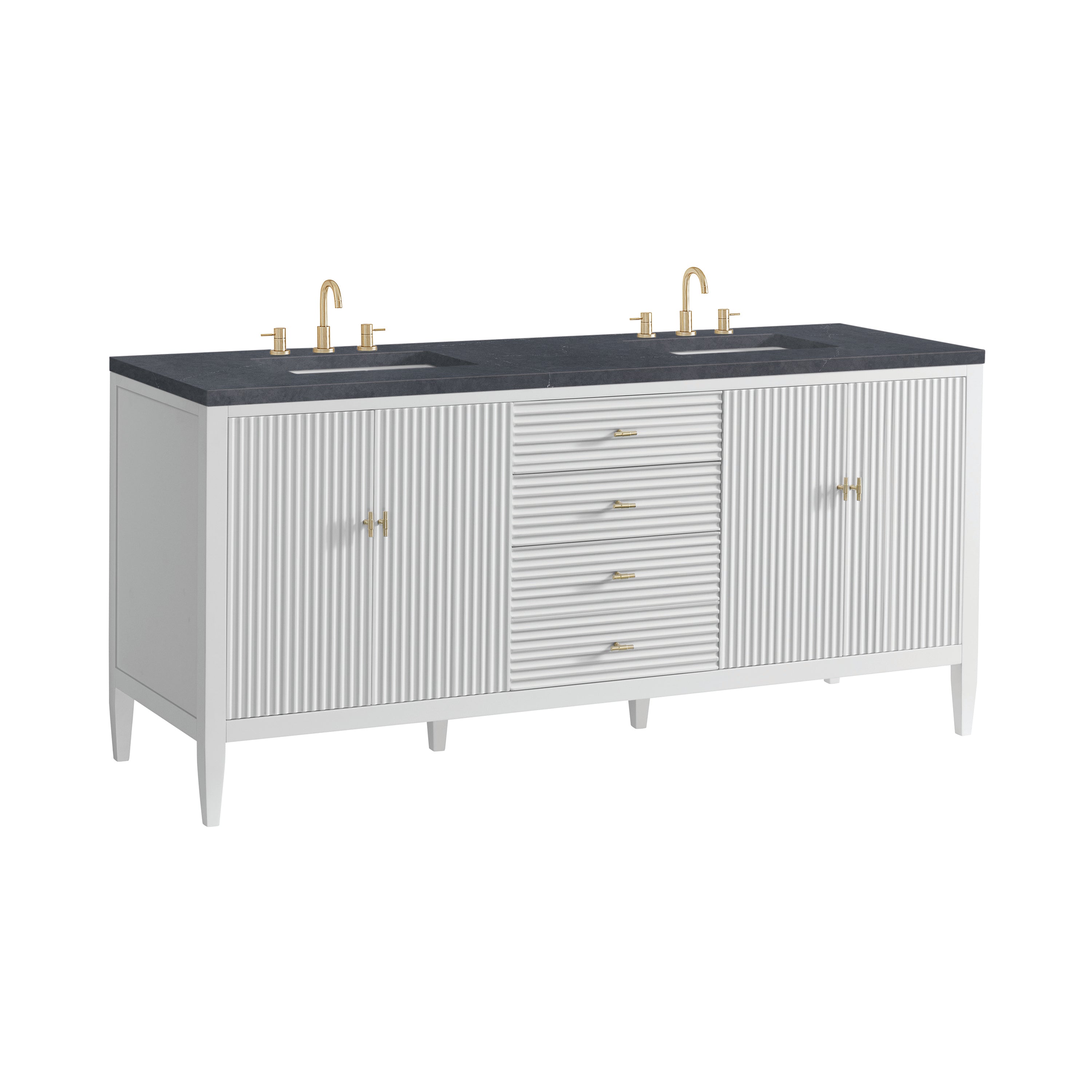 James Martin Myrrin 72" Double Vanity in Bright White with 3cm Countertop