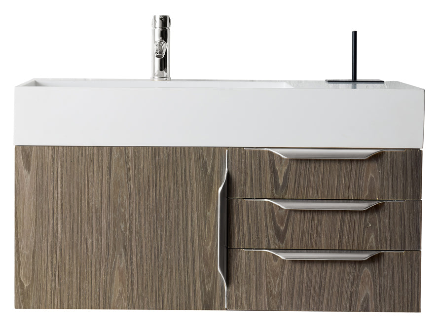 James Martin Columbia 36" Wall Mounted Single Vanity with Mineral Composite Stone Countertop