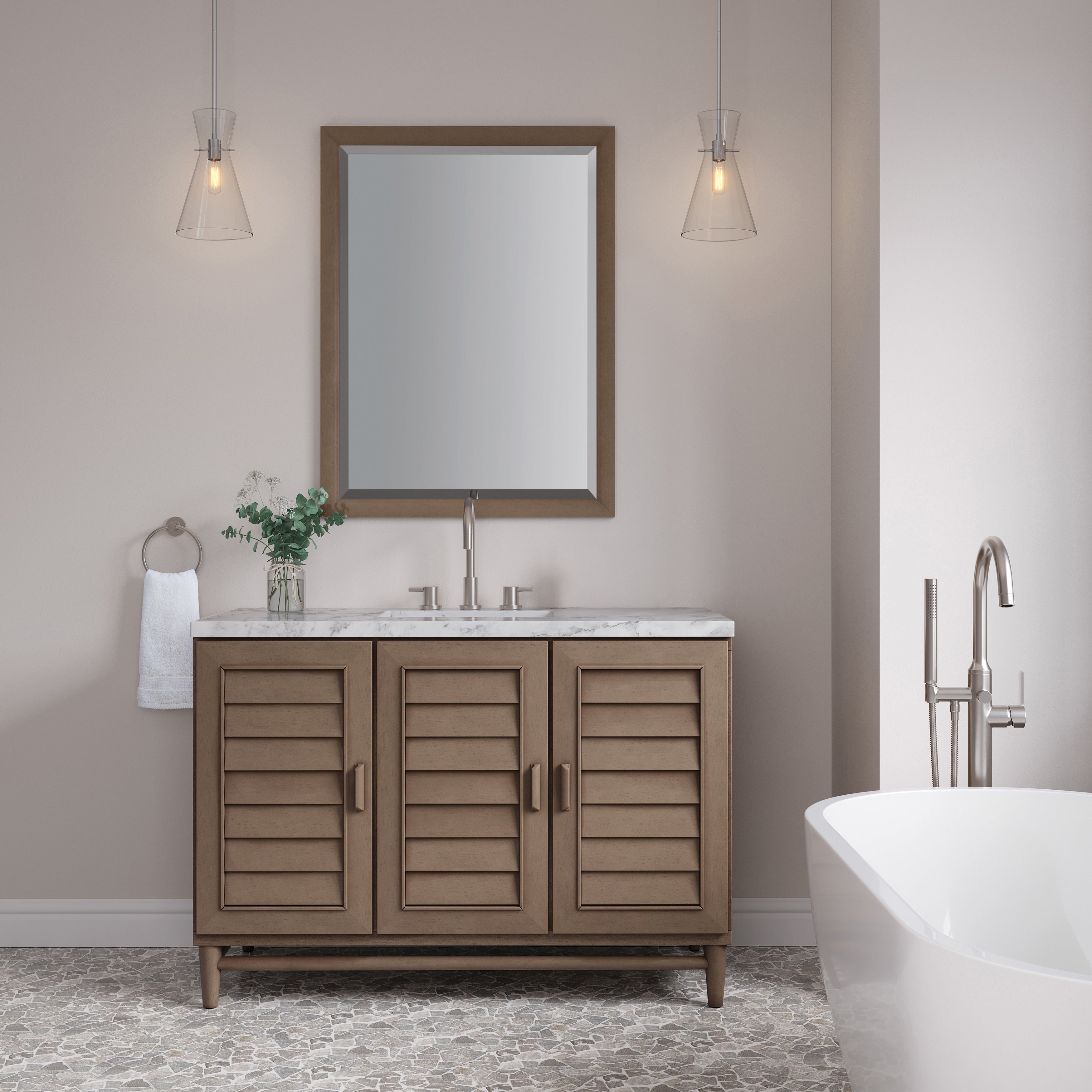 James Martin Portland 48" Single Vanity in Whitewashed Walnut with 3cm Countertop