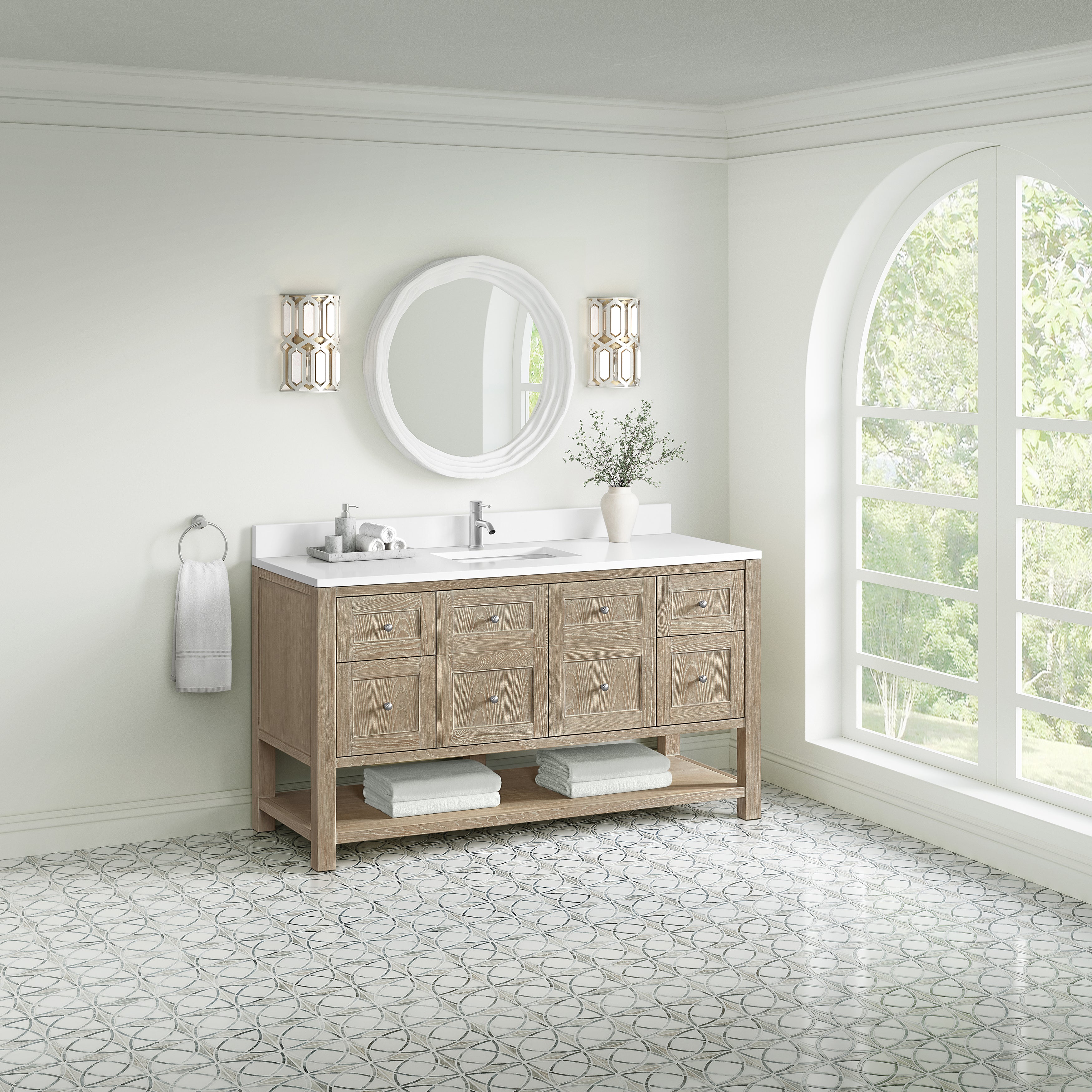James Martin Breckenridge 60" Single Vanity in Whitewashed Oak with 3cm Countertop