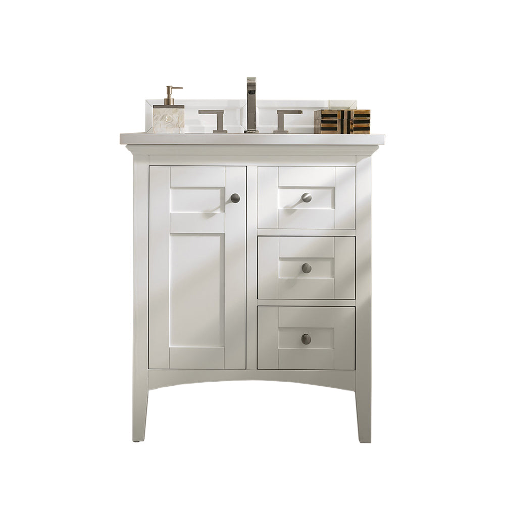 James Martin Palisades 30" Single Vanity in Bright White with 3cm Countertop
