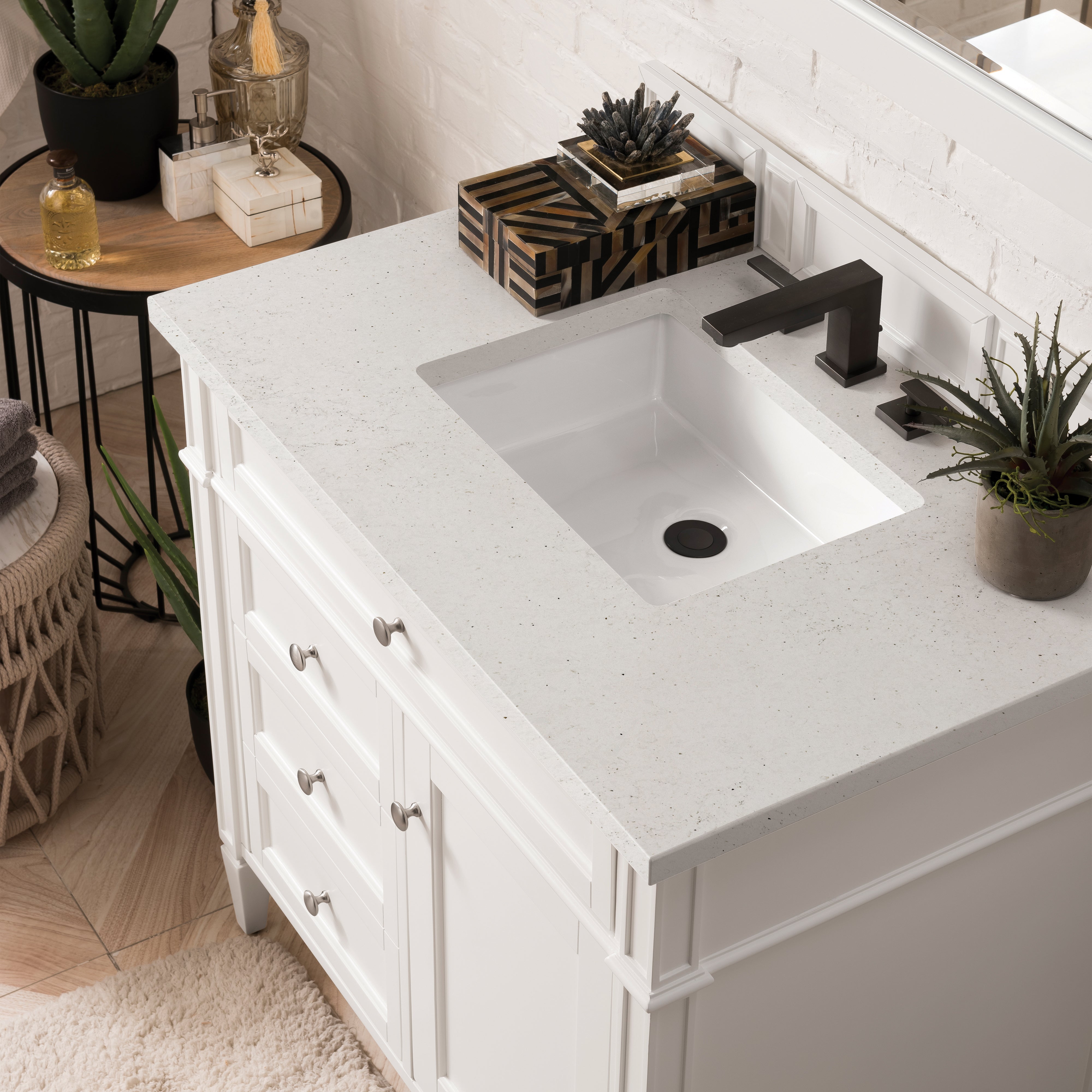 James Martin Brittany 36" Single Vanity in Bright White with 3cm Countertop