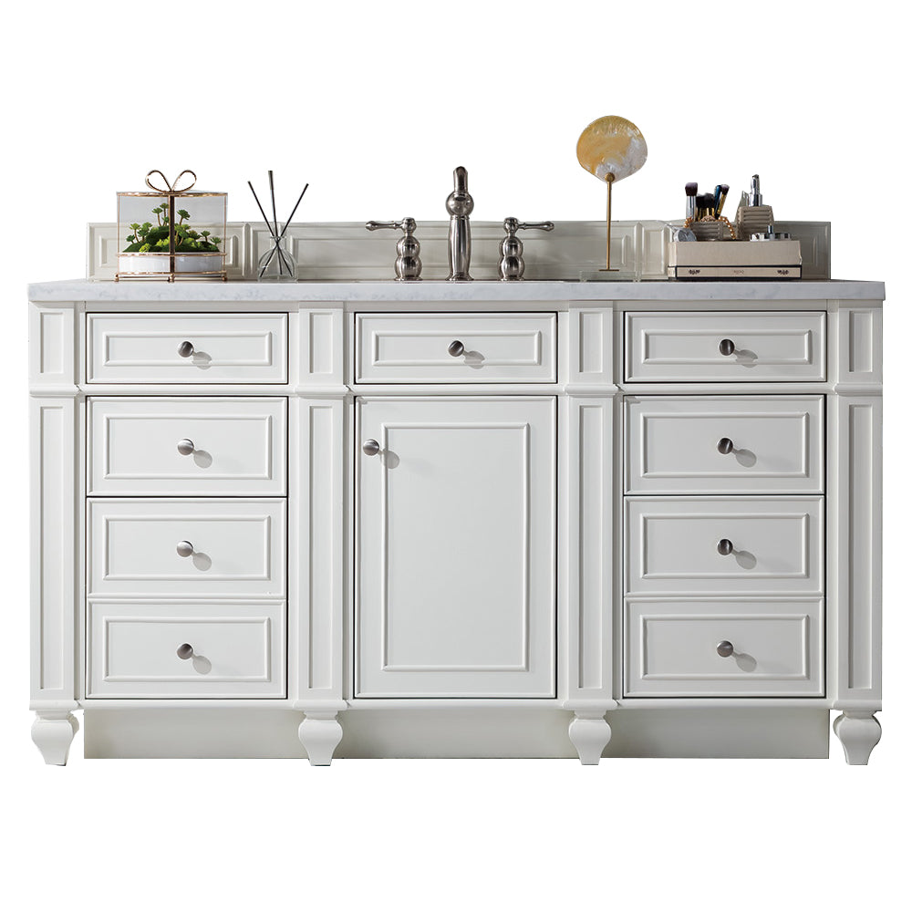 James Martin Bristol 60" Single Vanity in Bright White with 3cm Countertop