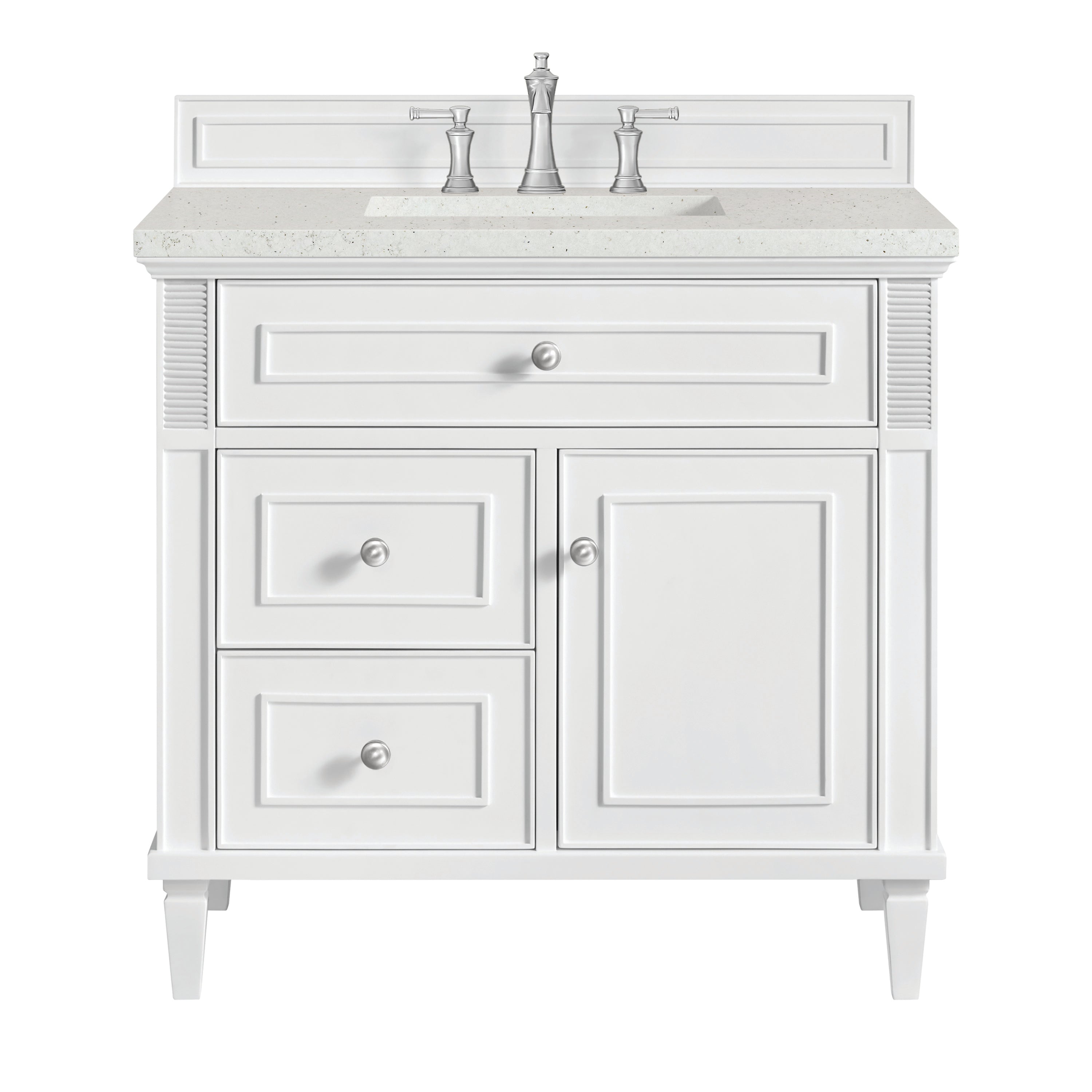 James Martin Lorelai 36" Single Vanity in Bright White with 3cm Countertop