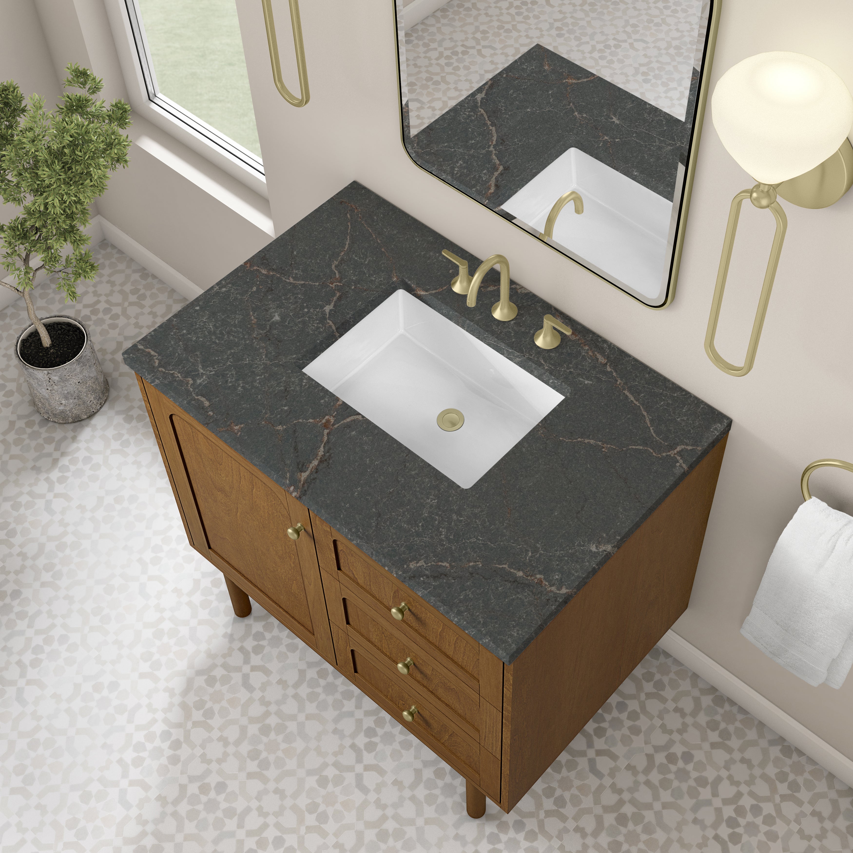 James Martin Laurent 36" Single Vanity in Honey Oak with 3cm Countertop