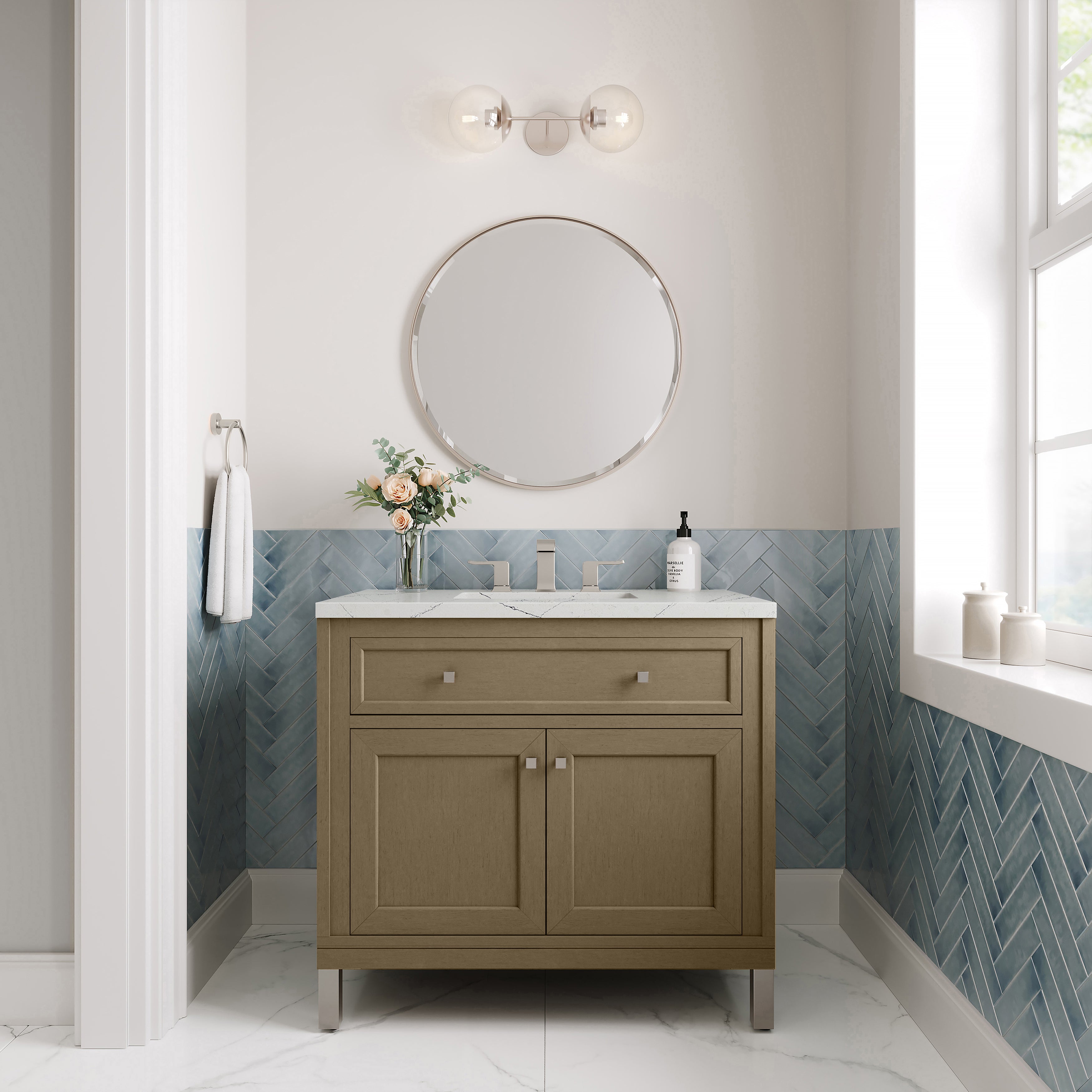 James Martin Chicago 36" Single Vanity in Walnut Whisper with 3cm Countertop