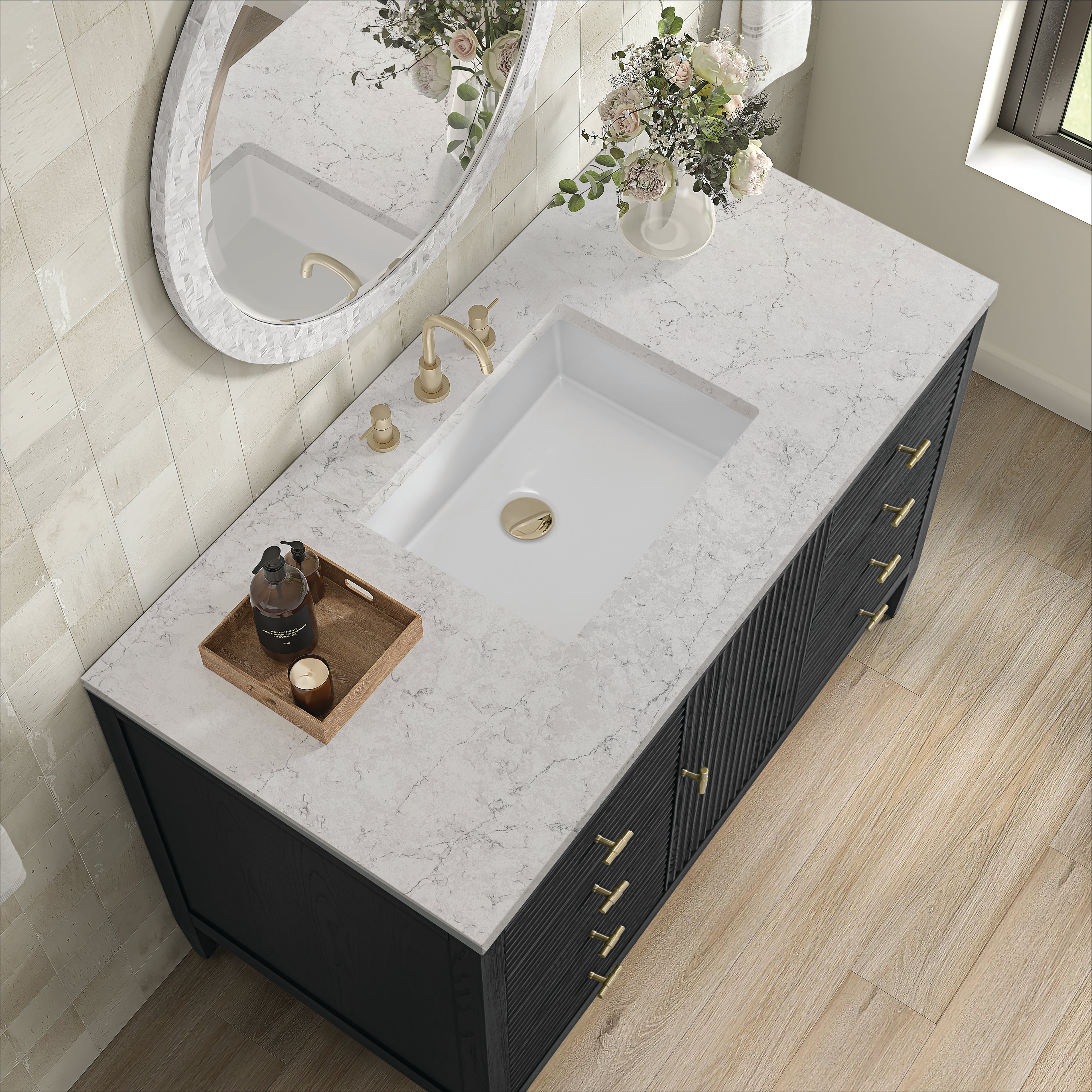 James Martin Myrrin 48" Single Vanity in Carbon Oak with 3cm Countertop