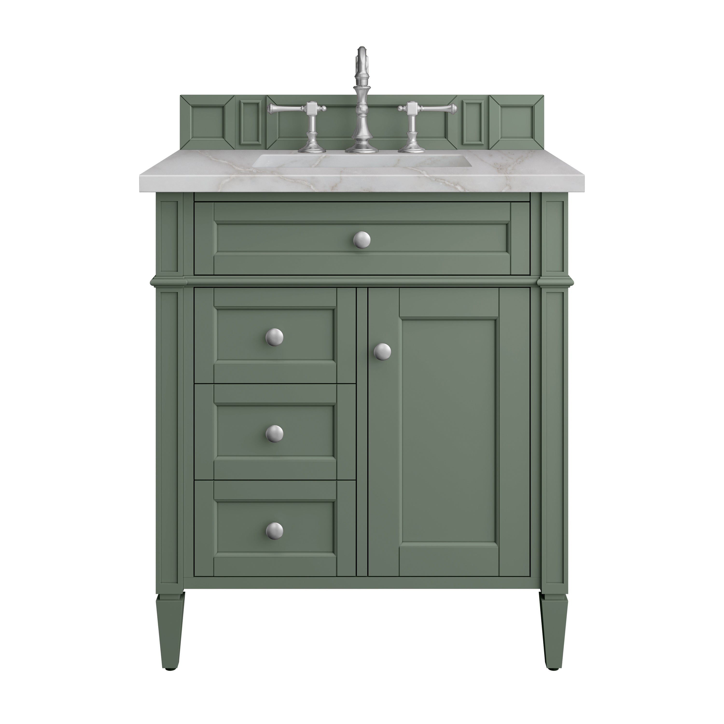 James Martin Brittany 30" Single Vanity in Smokey Celadon with 3cm Countertop