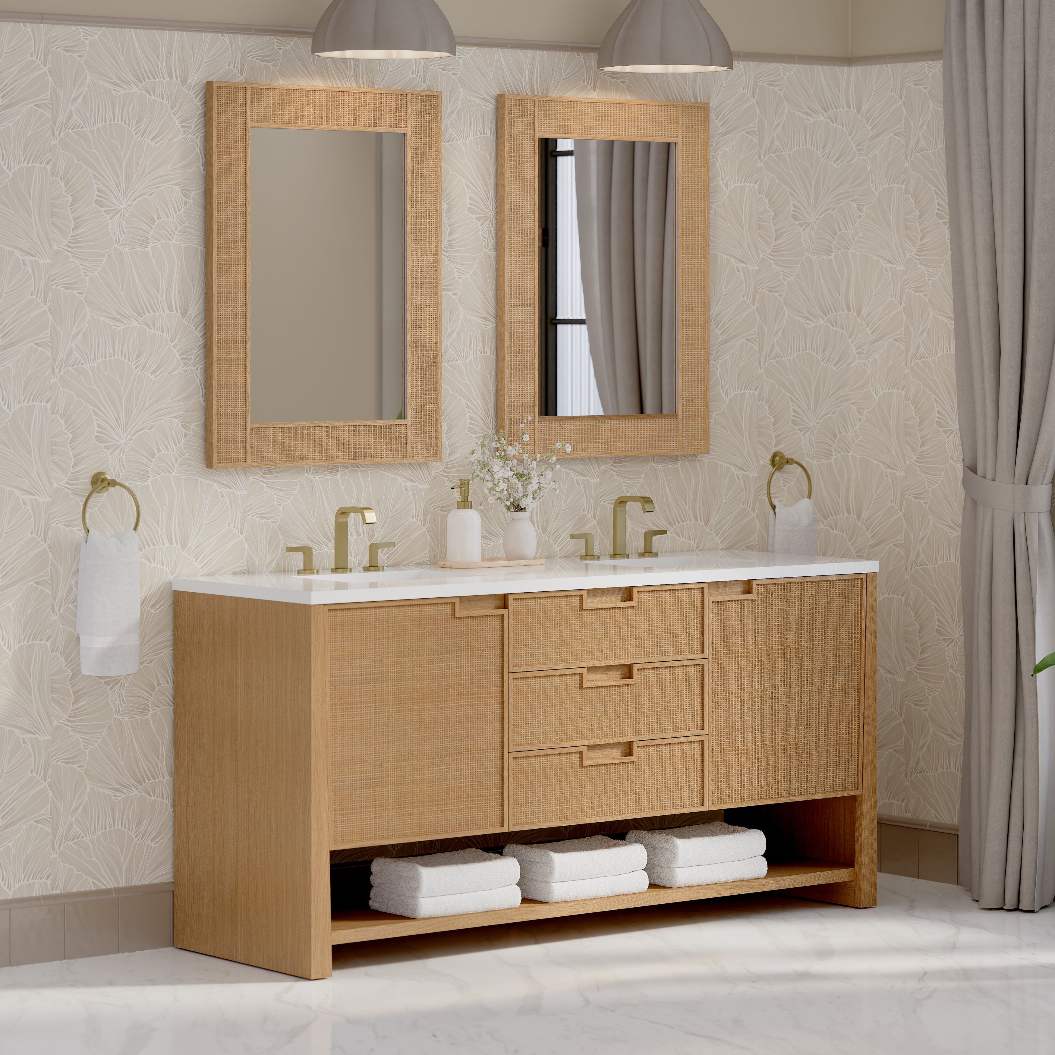James Martin Solene 72" Double Vanity in Seaside Oak with 3cm Countertop