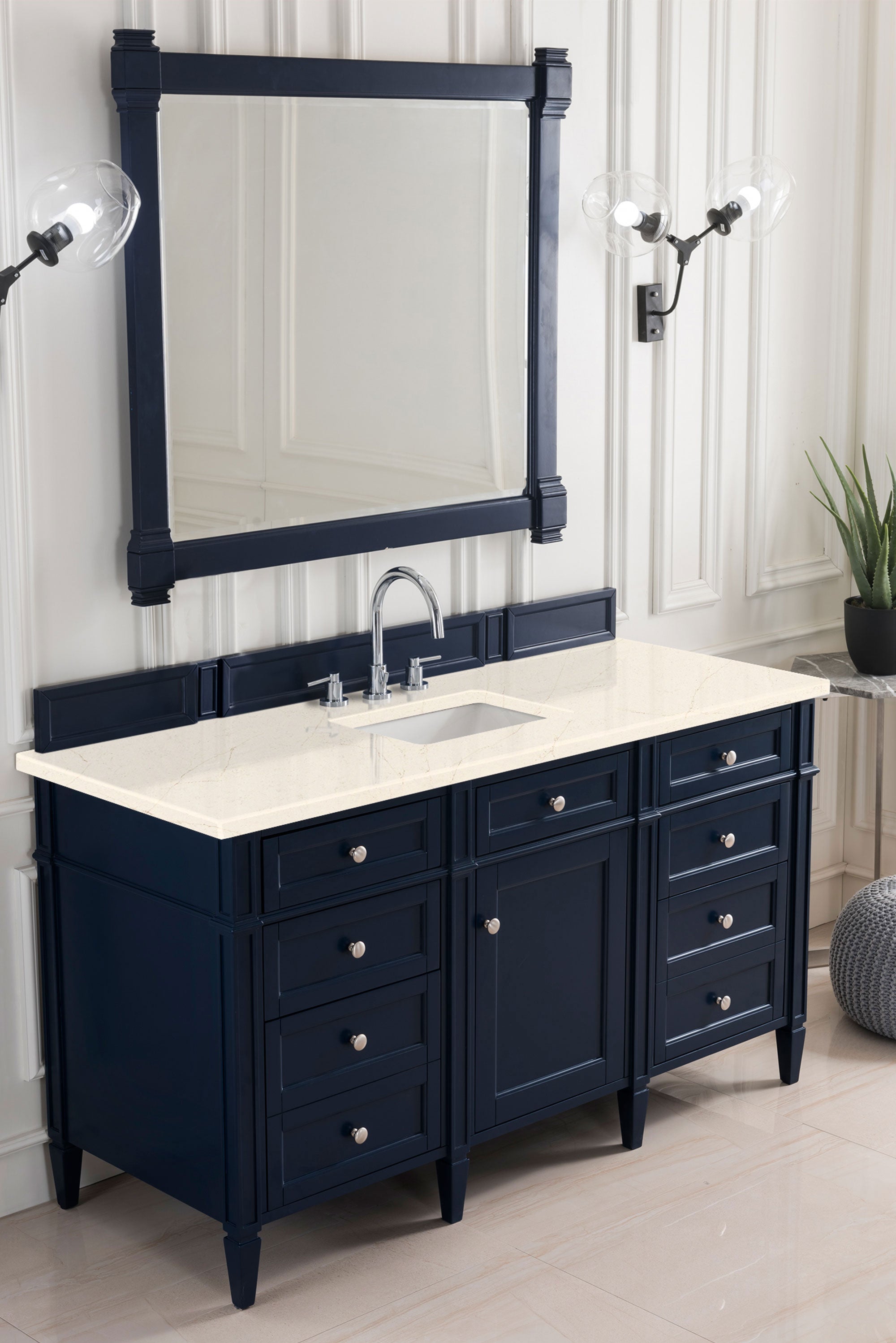 James Martin Brittany 60" Single Vanity in Victory Bleu with 3cm Countertop