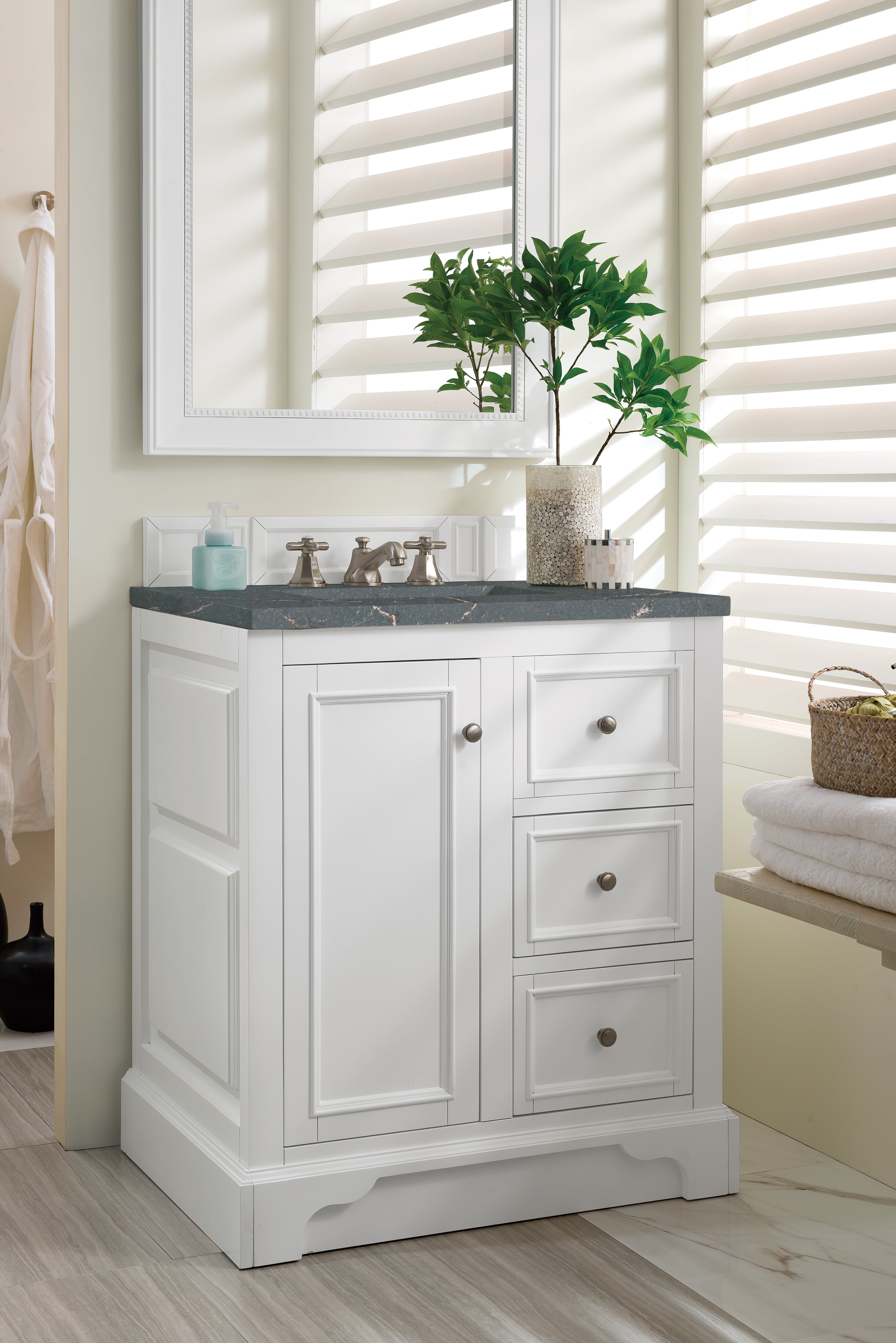 James Martin De Soto 30" Single Vanity in Bright White with 3cm Countertop