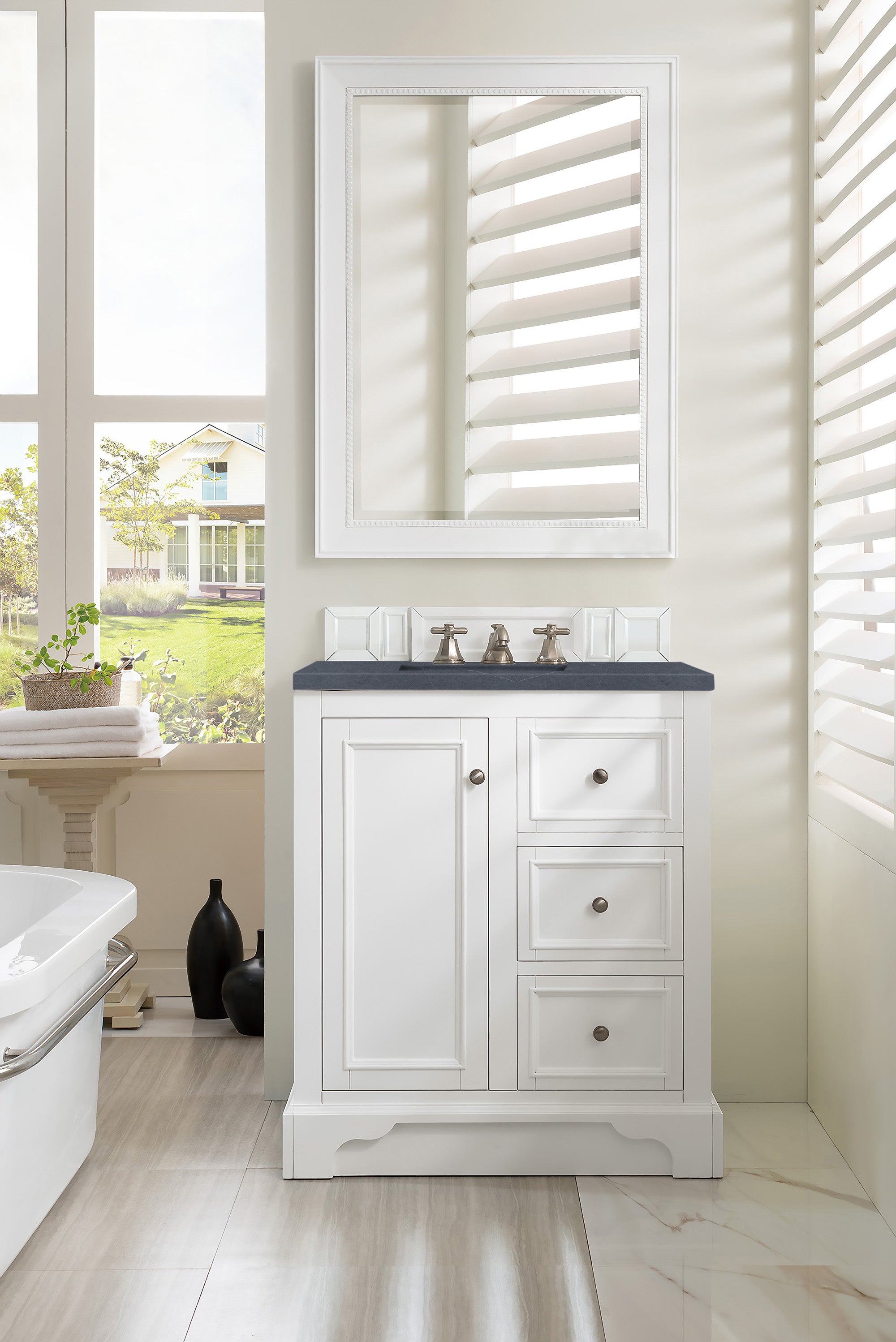 James Martin De Soto 30" Single Vanity in Bright White with 3cm Countertop