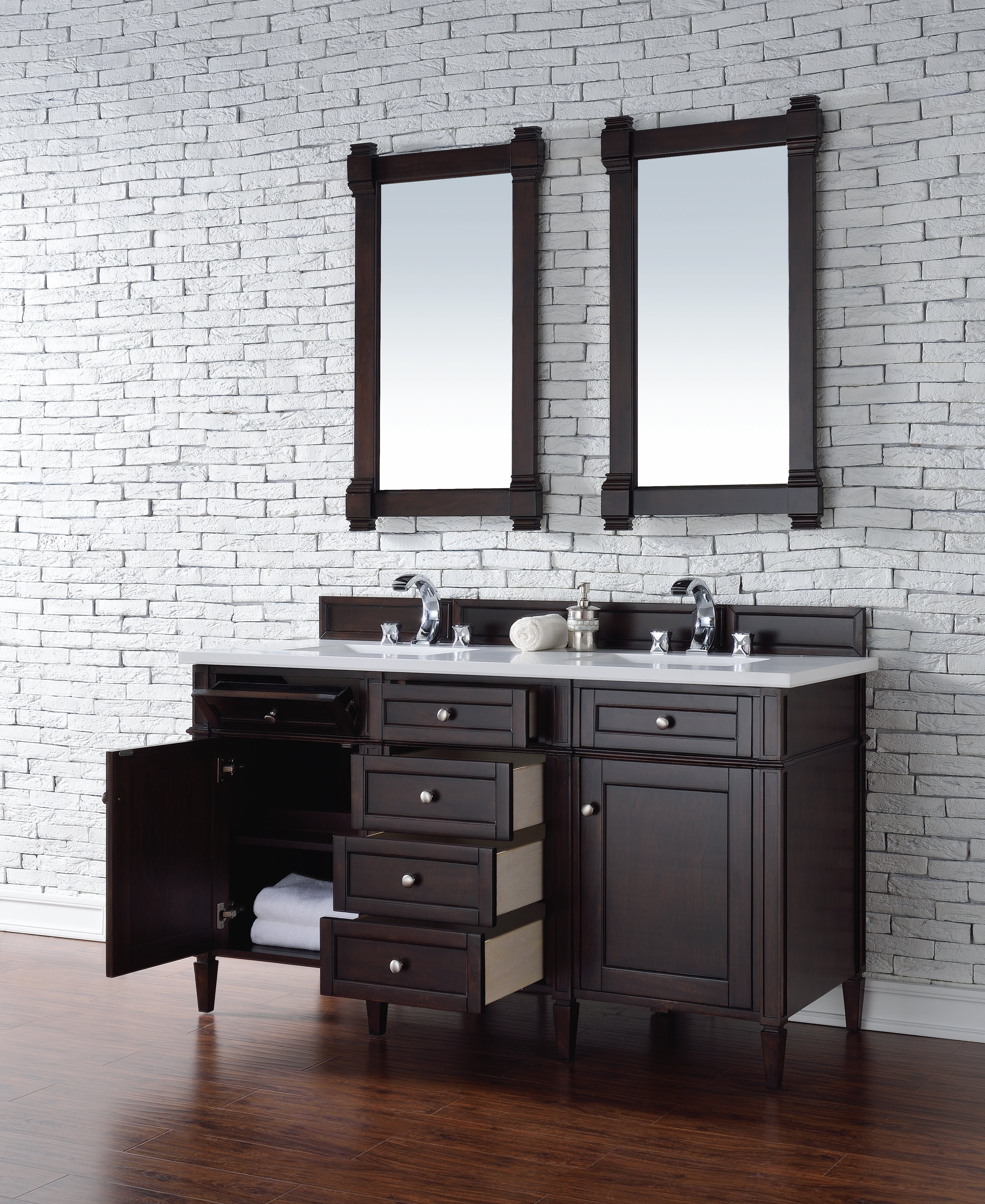 James Martin Brittany 60" Double Vanity in Burnished Mahogany with 3cm Countertop