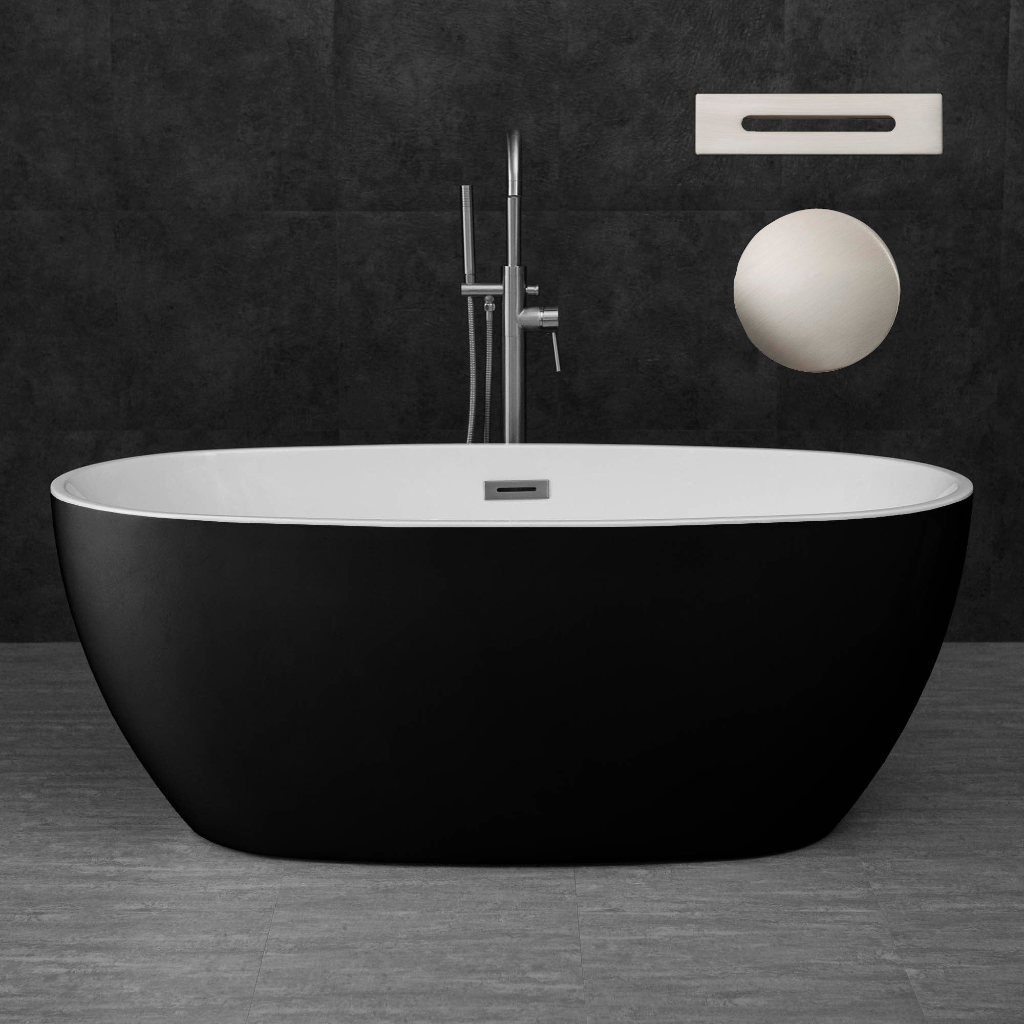 WOODBRIDGE 59" Acrylic Freestanding Bathtub Contemporary Soaking Tub with Drain & Overflow, B1818
