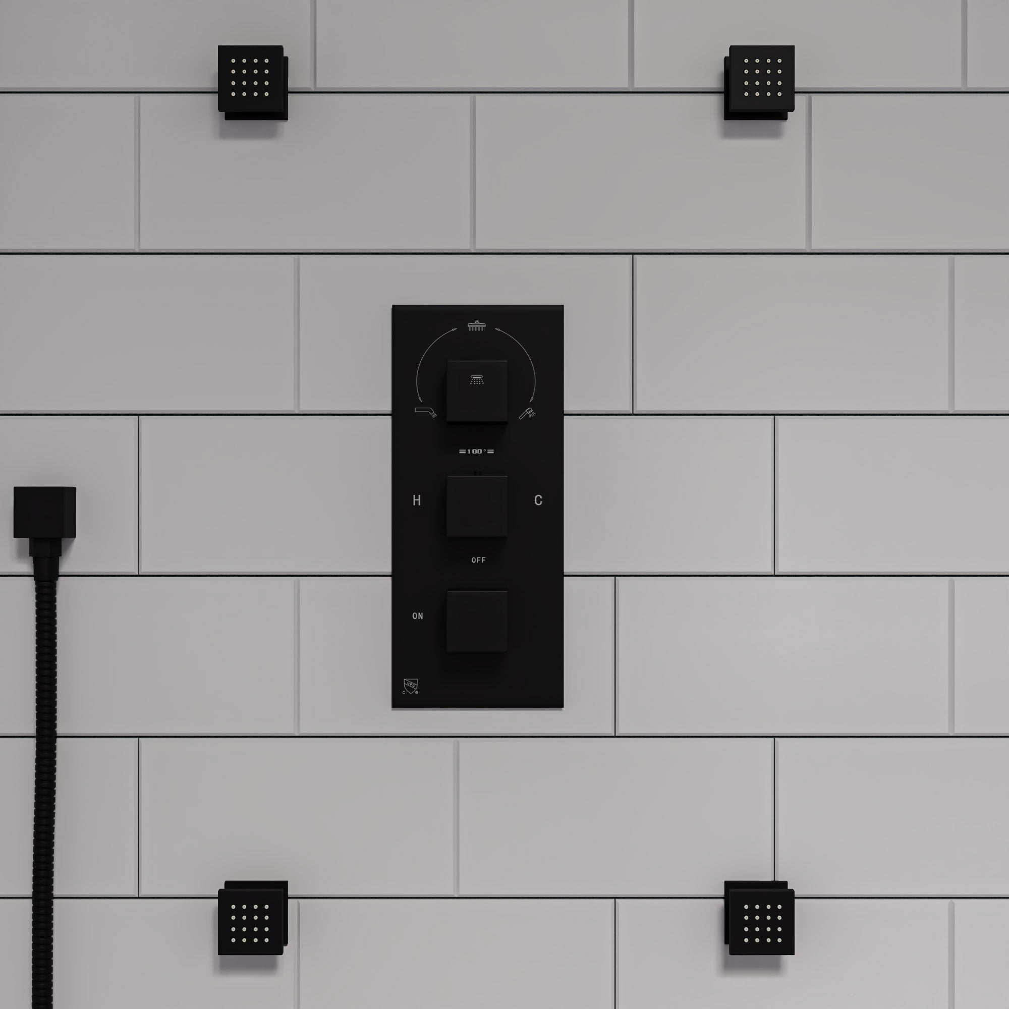 ALFI brand AB7606 Square Sliding Rail Hand Shower Set