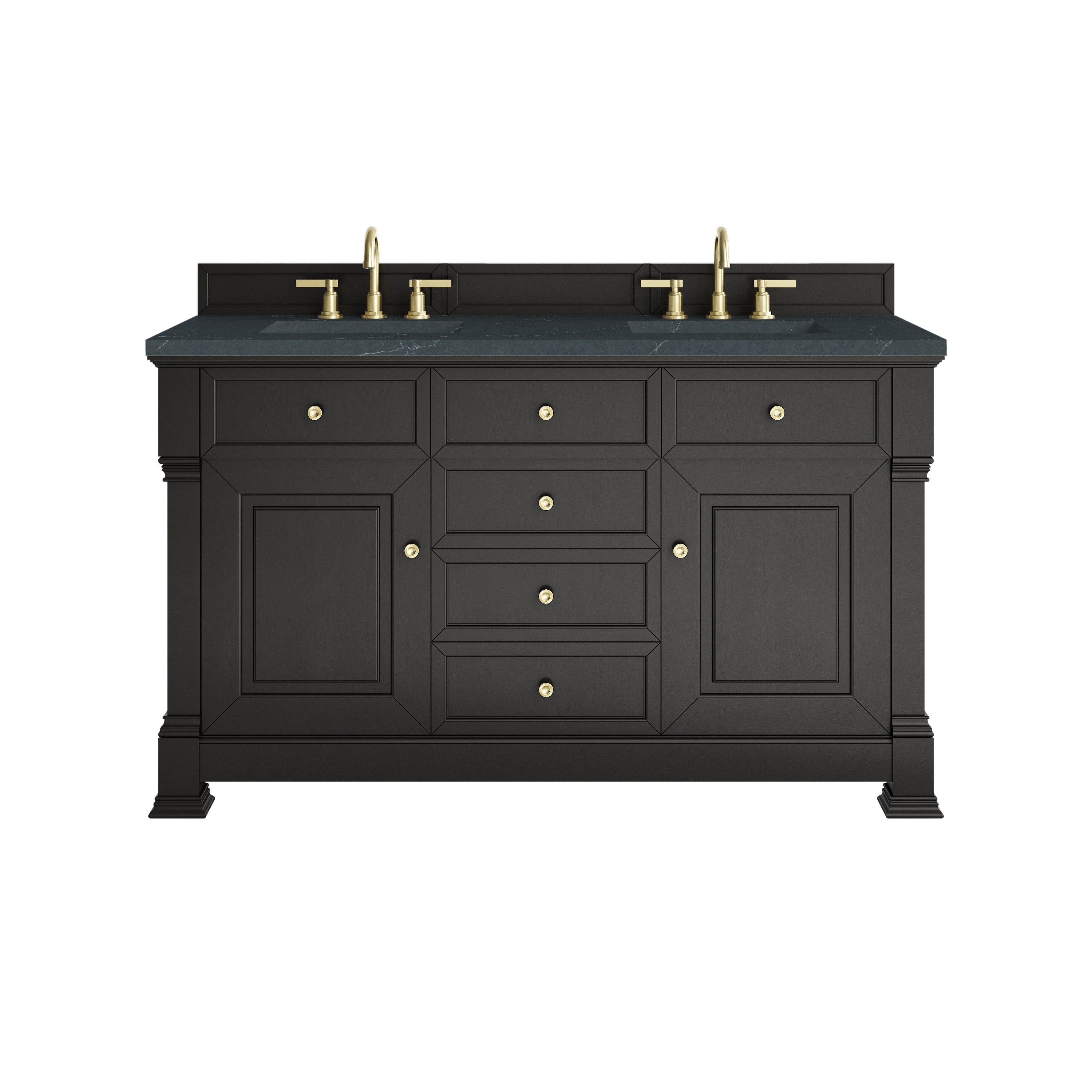 James Martin Brookfield 60" Double Vanity in Black Onyx with 3cm Countertop