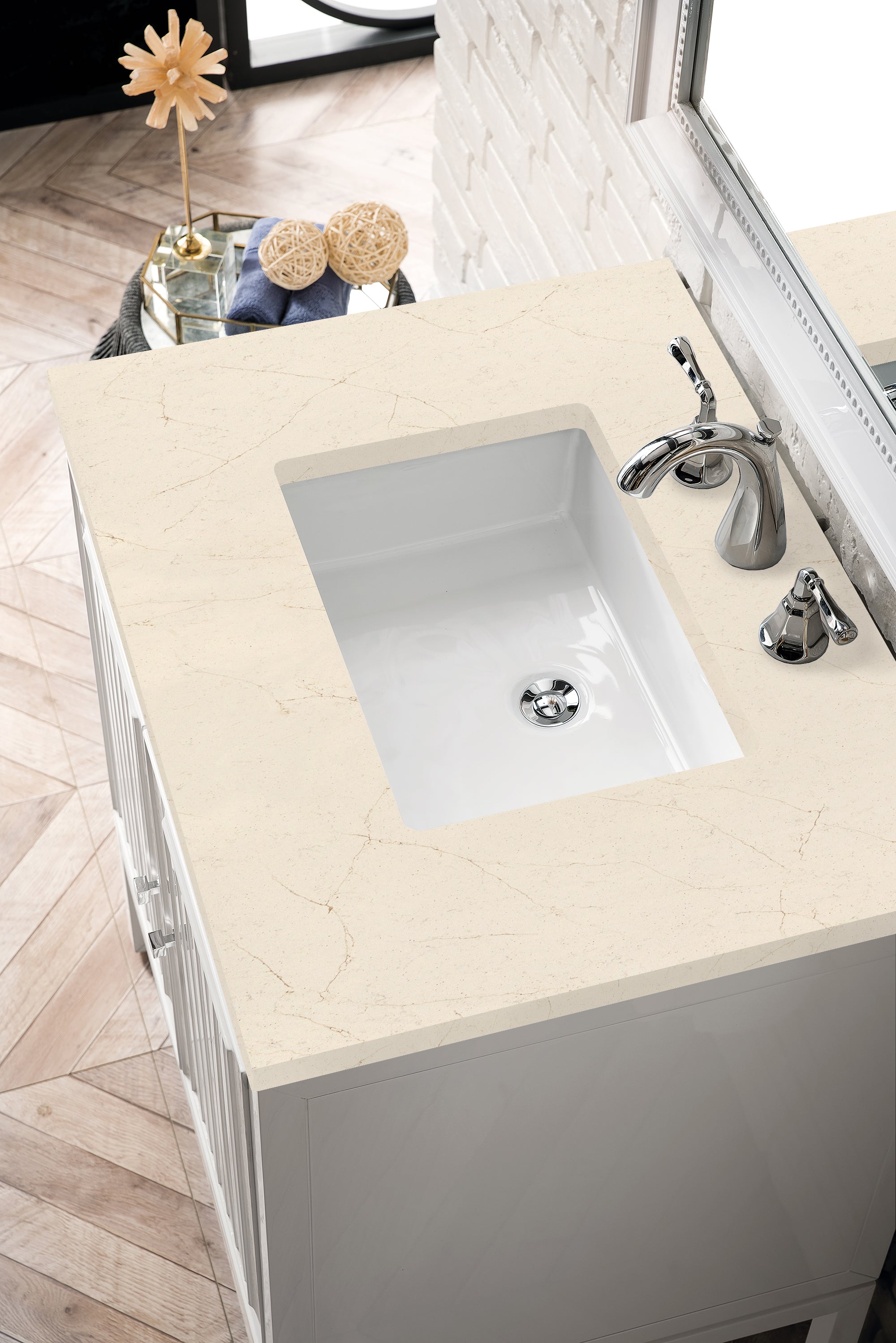 James Martin Athens 30" Single Vanity in Glossy White with 3cm Countertop