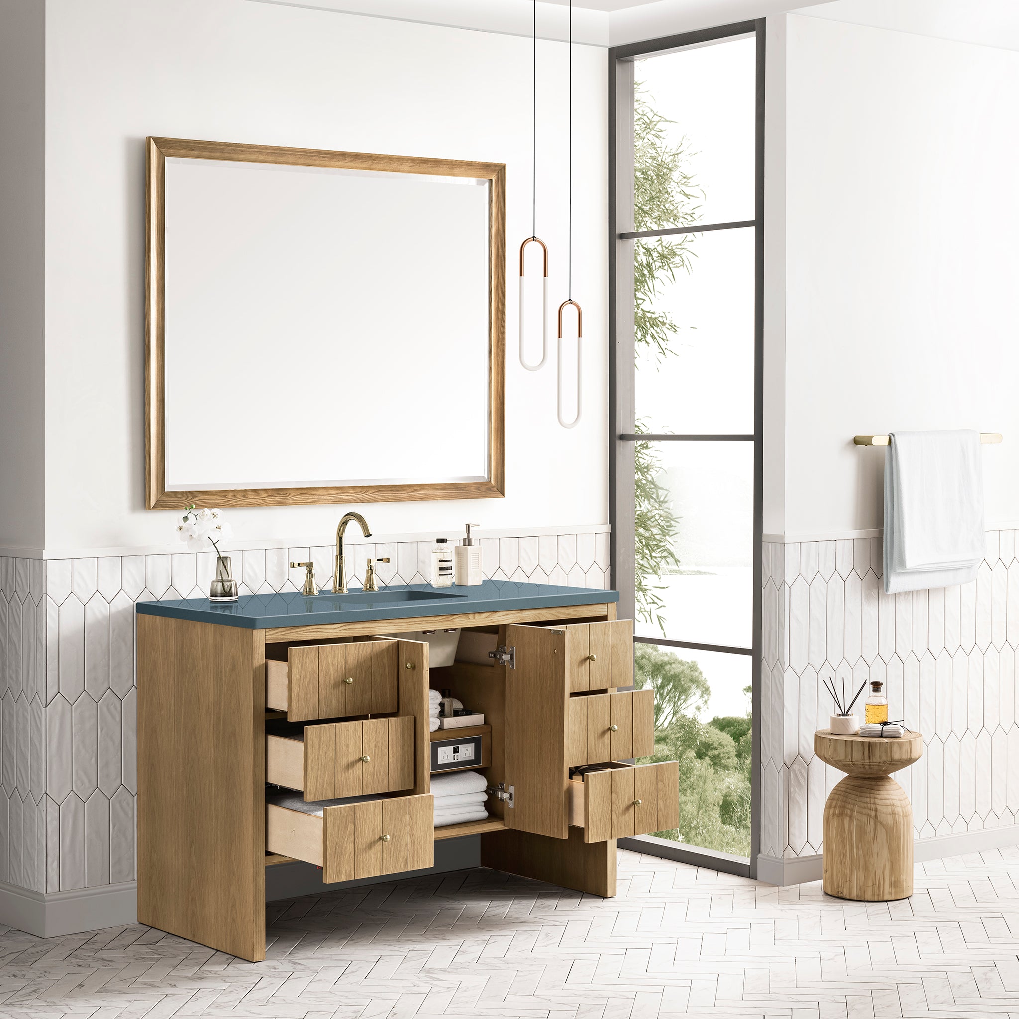 James Martin Hudson 48" Single Vanity in Light Natural Oak with 3cm Countertop