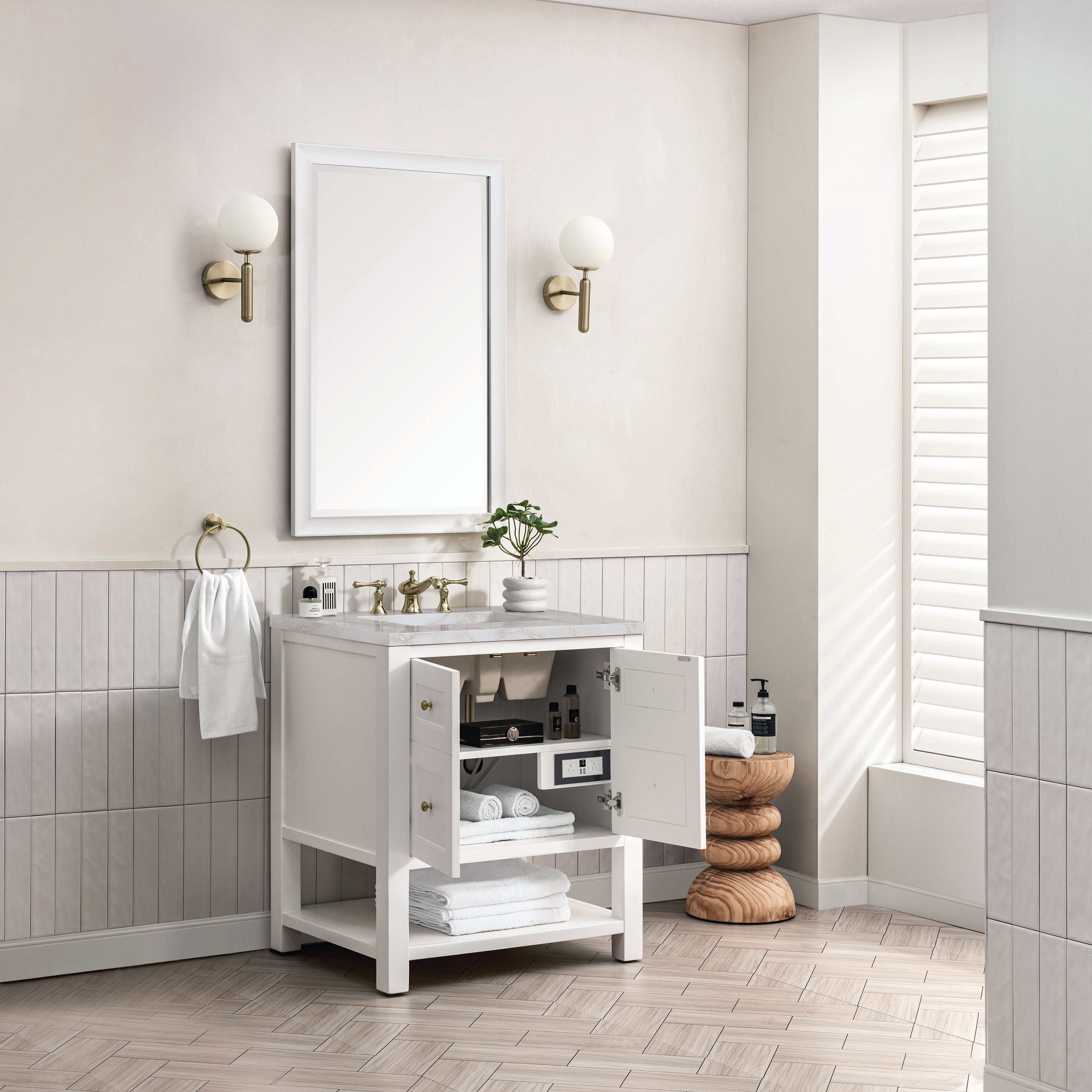 James Martin Breckenridge 30" Single Vanity in Bright White with 3cm Countertop