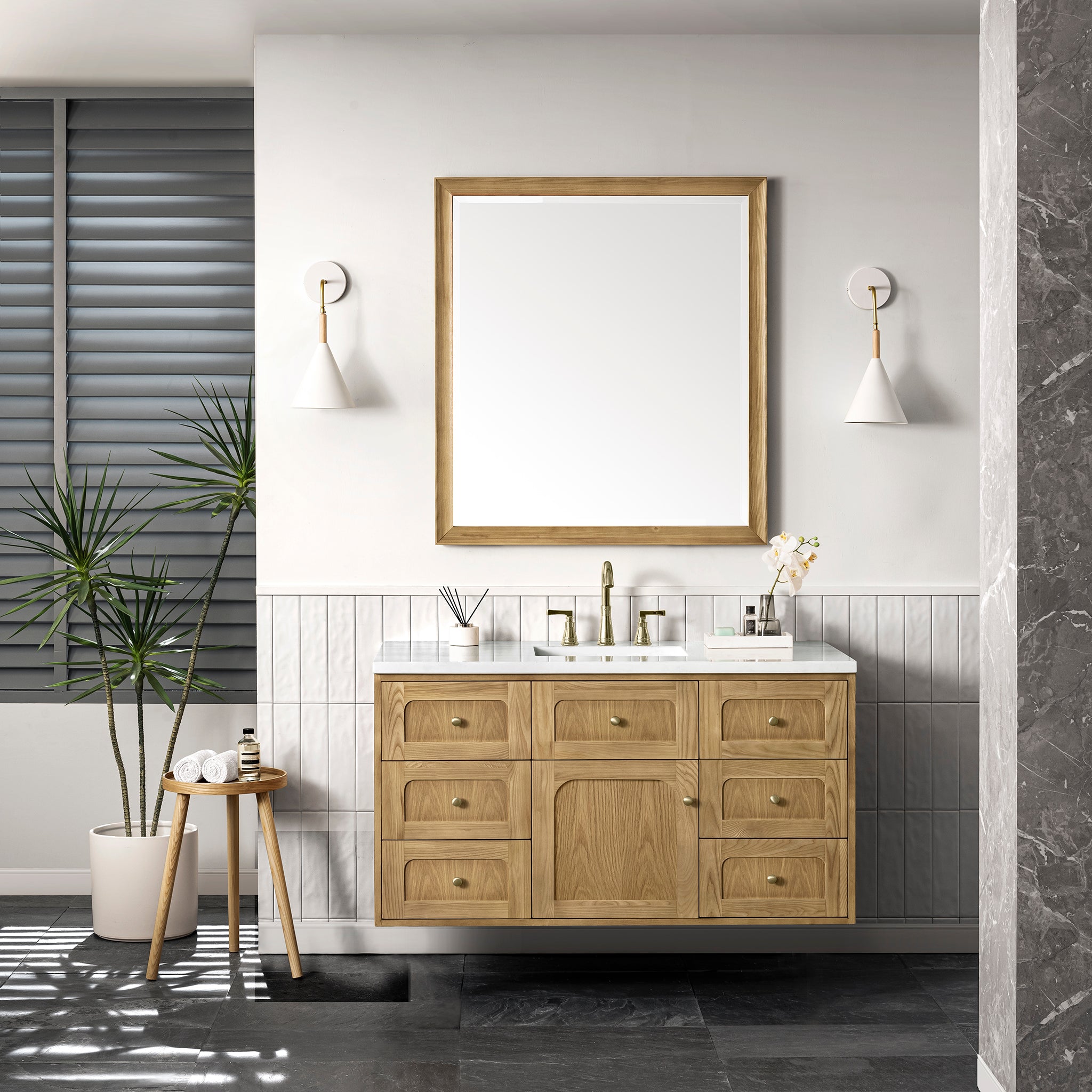 James Martin Laurent 48" Single Vanity in Light Natural Oak with 3cm Countertop