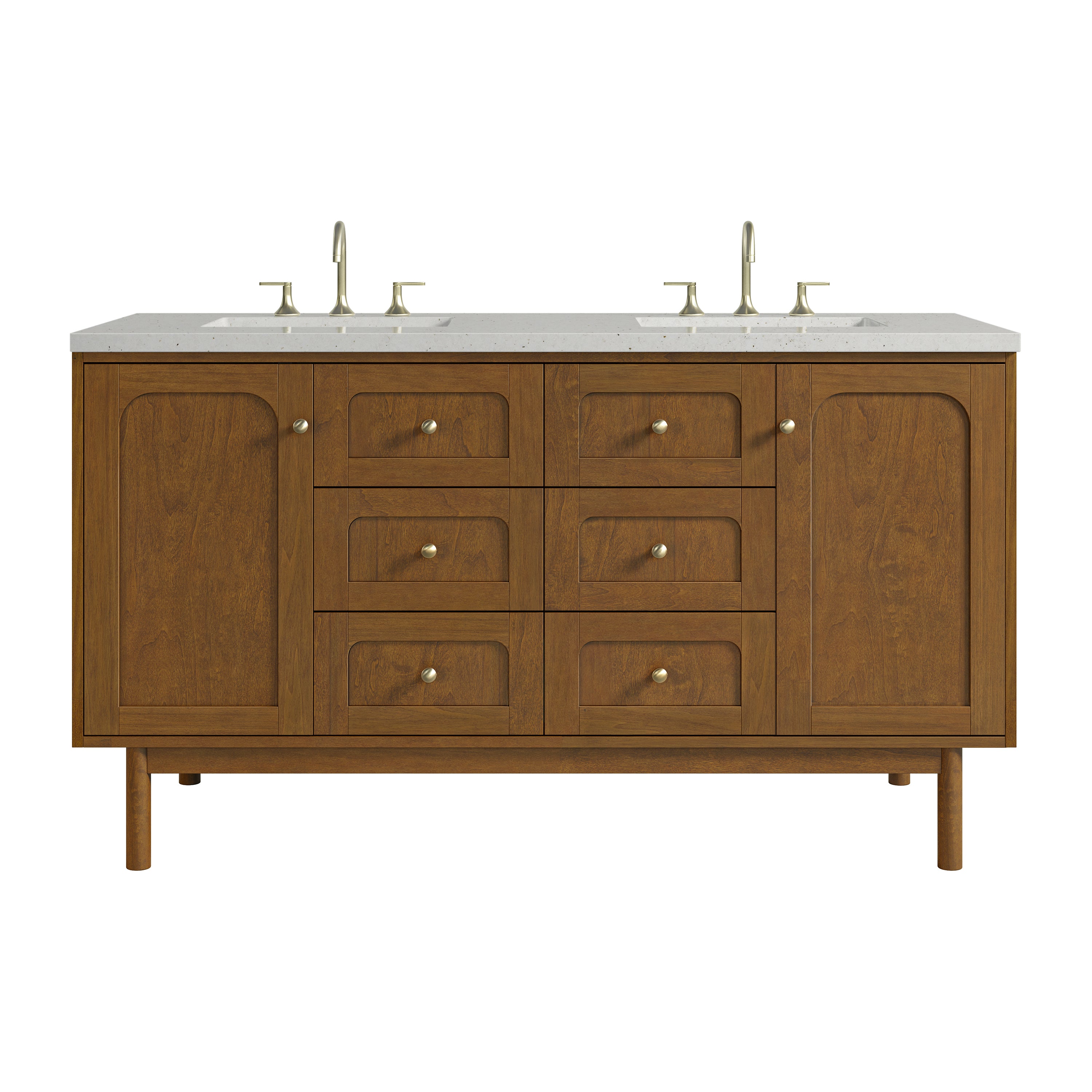 James Martin Laurent 60" Double Vanity in Honey Oak with 3cm Countertop