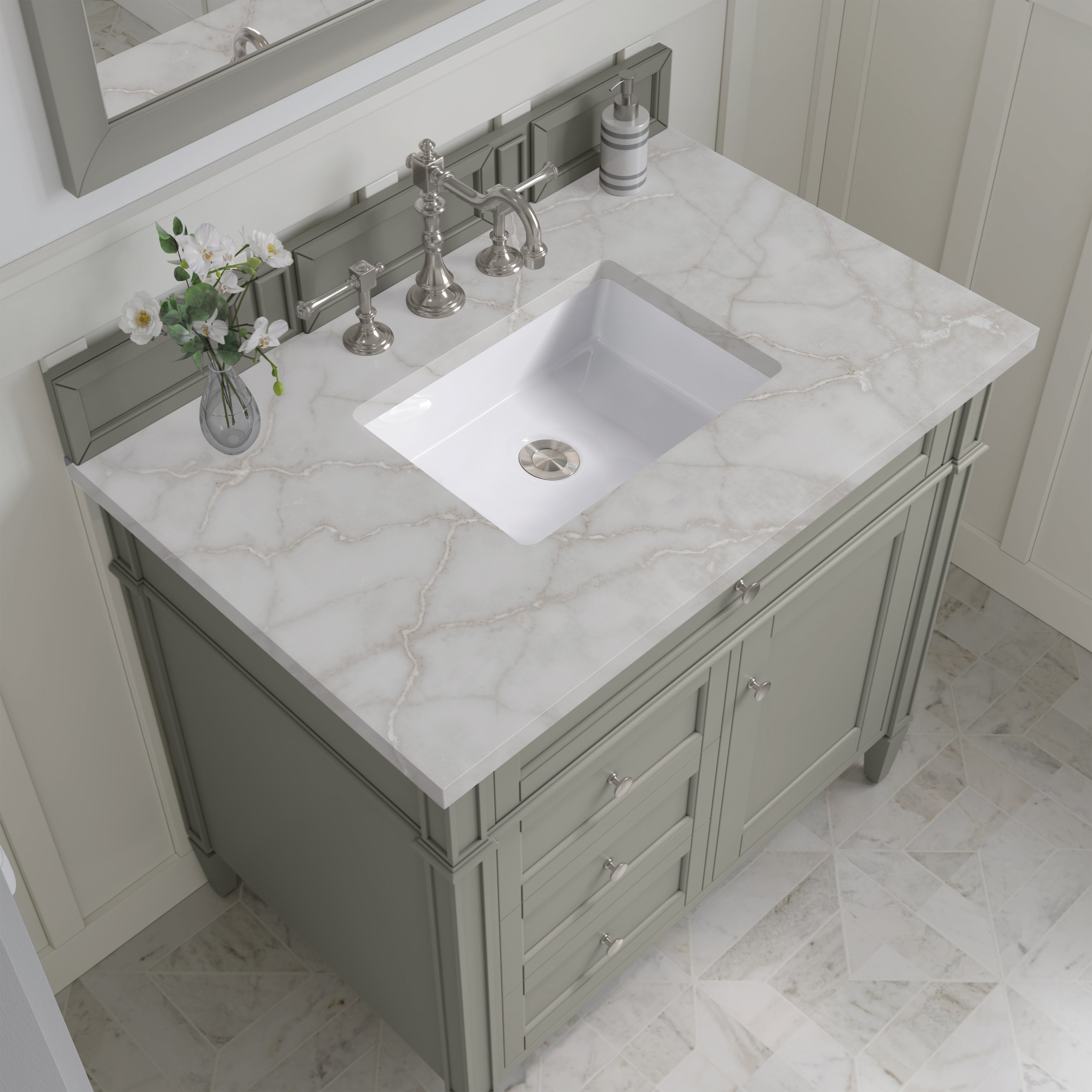 James Martin Brittany 36" Single Vanity in Urban Gray with 3cm Countertop
