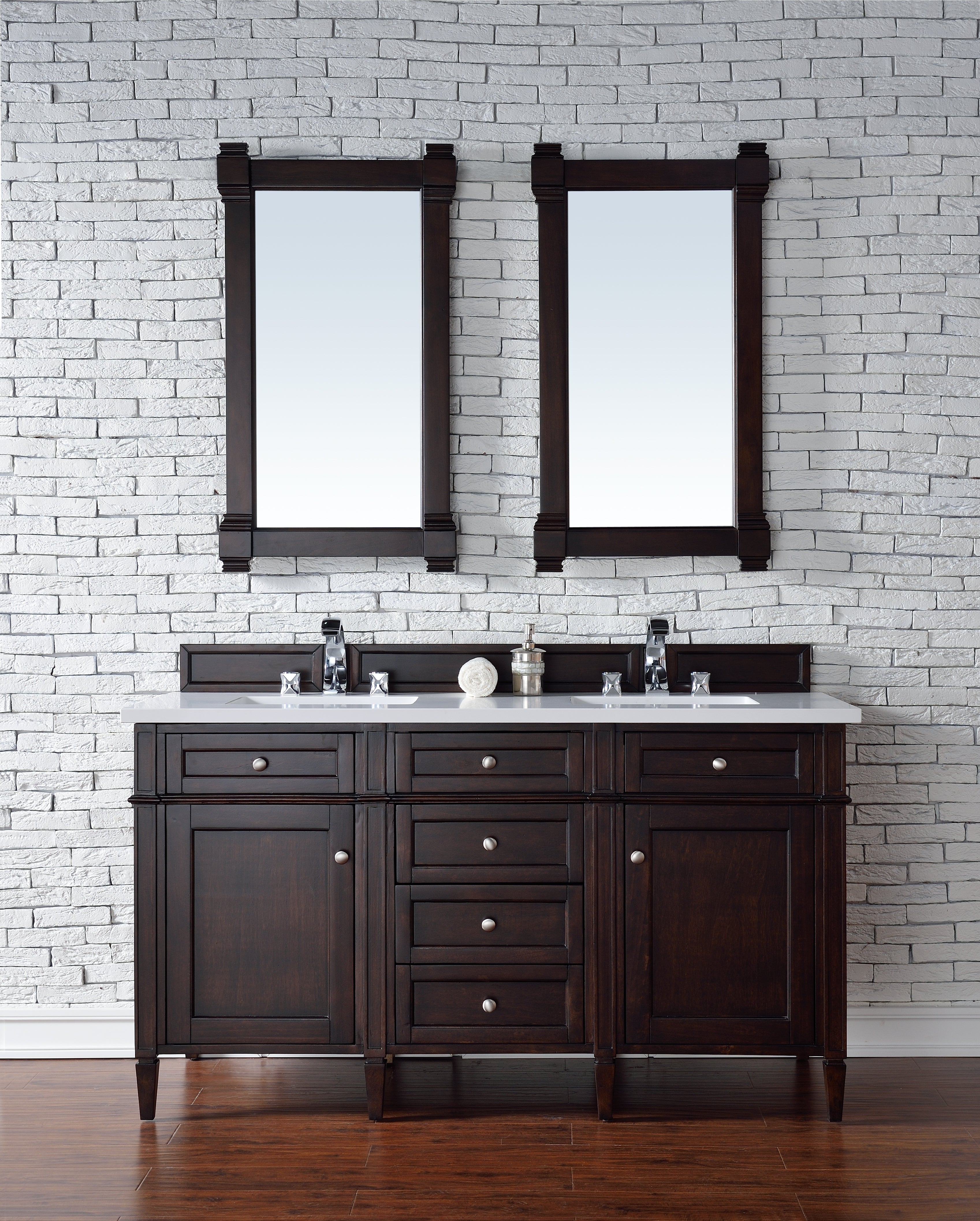 James Martin Brittany 60" Double Vanity in Burnished Mahogany with 3cm Countertop