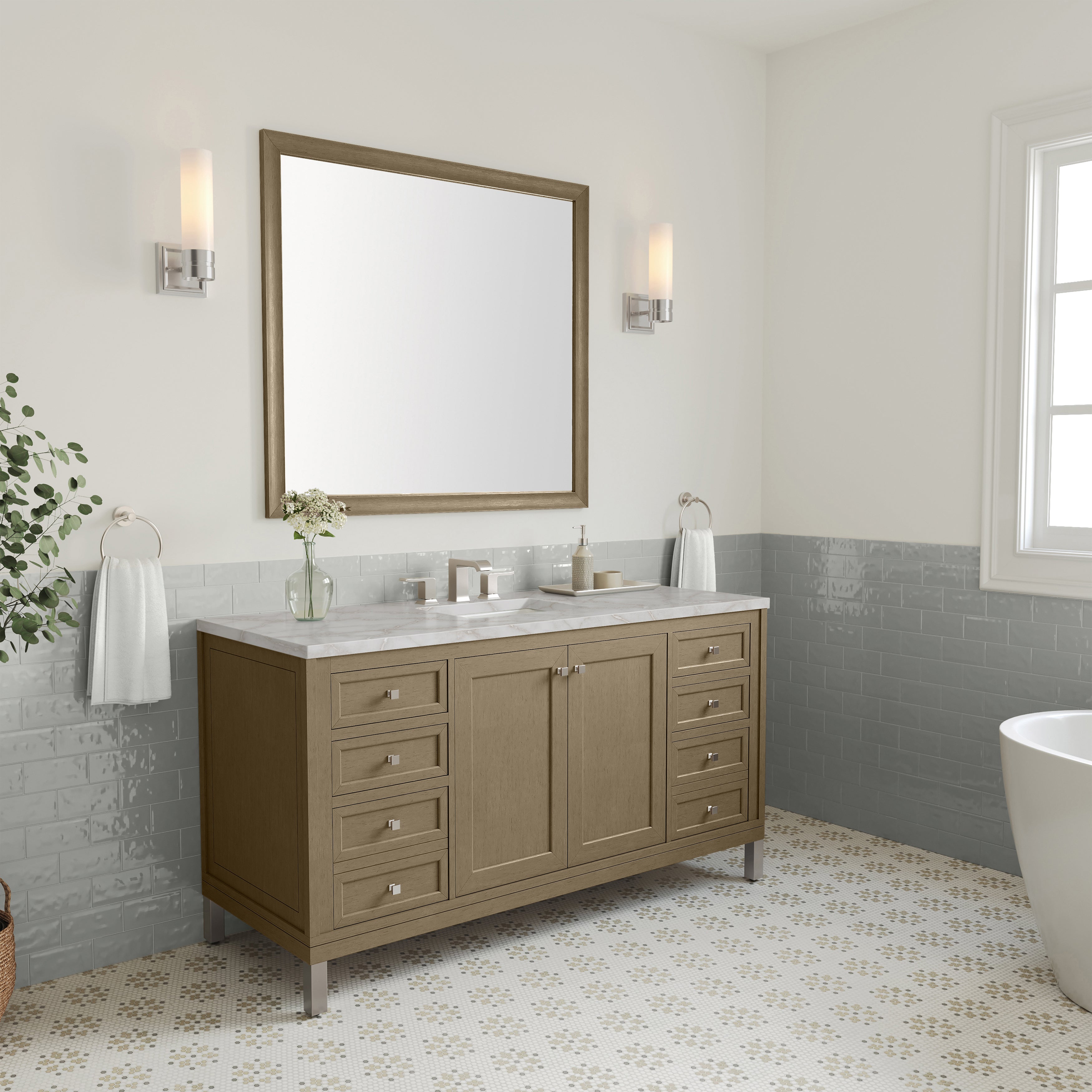 James Martin Chicago 60" Single Vanity in Walnut Whisper with 3cm Countertop