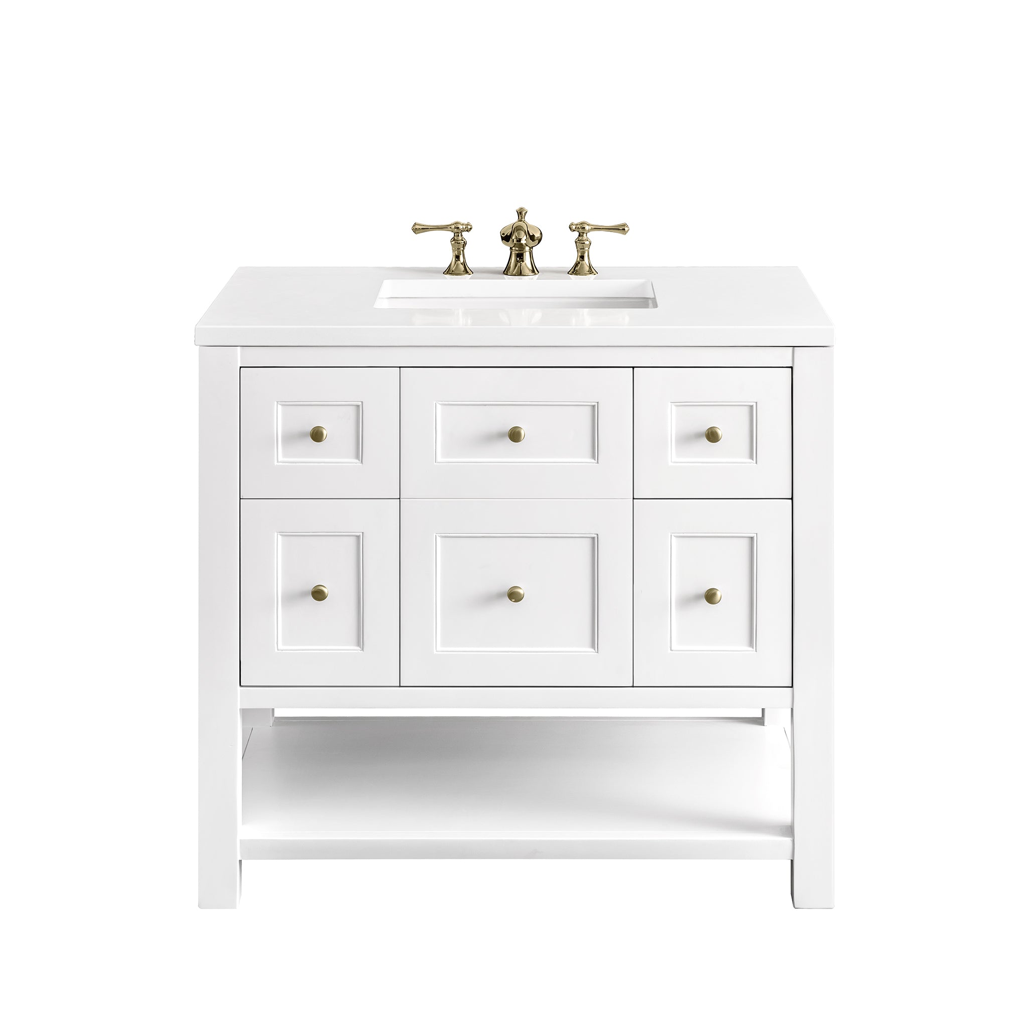 James Martin Breckenridge 36" Single Vanity in Bright White with 3cm Countertop
