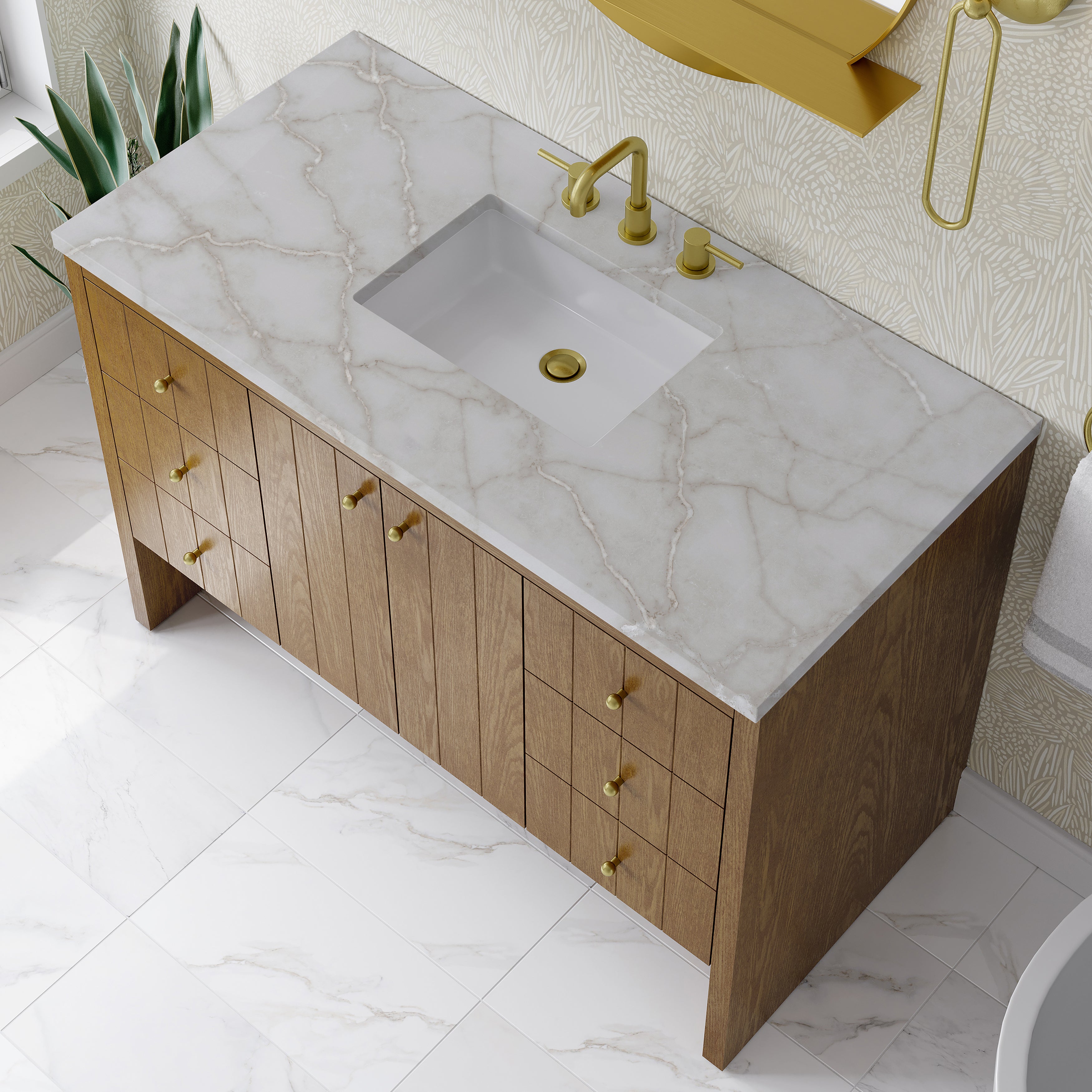James Martin Hudson 48" Single Vanity in Honey Oak with 3cm Countertop