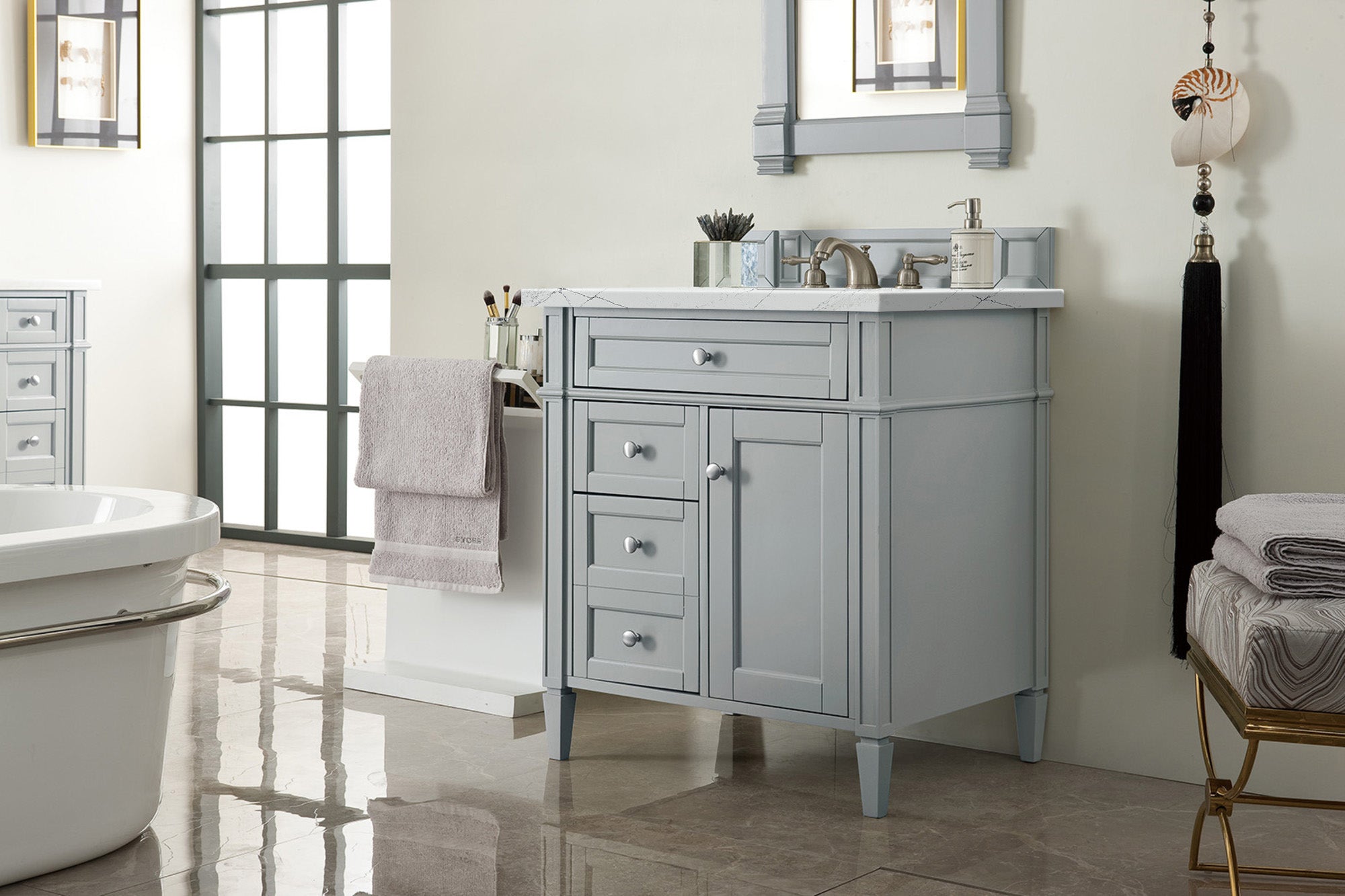 James Martin Brittany 30" Single Vanity in Urban Gray with 3cm Countertop