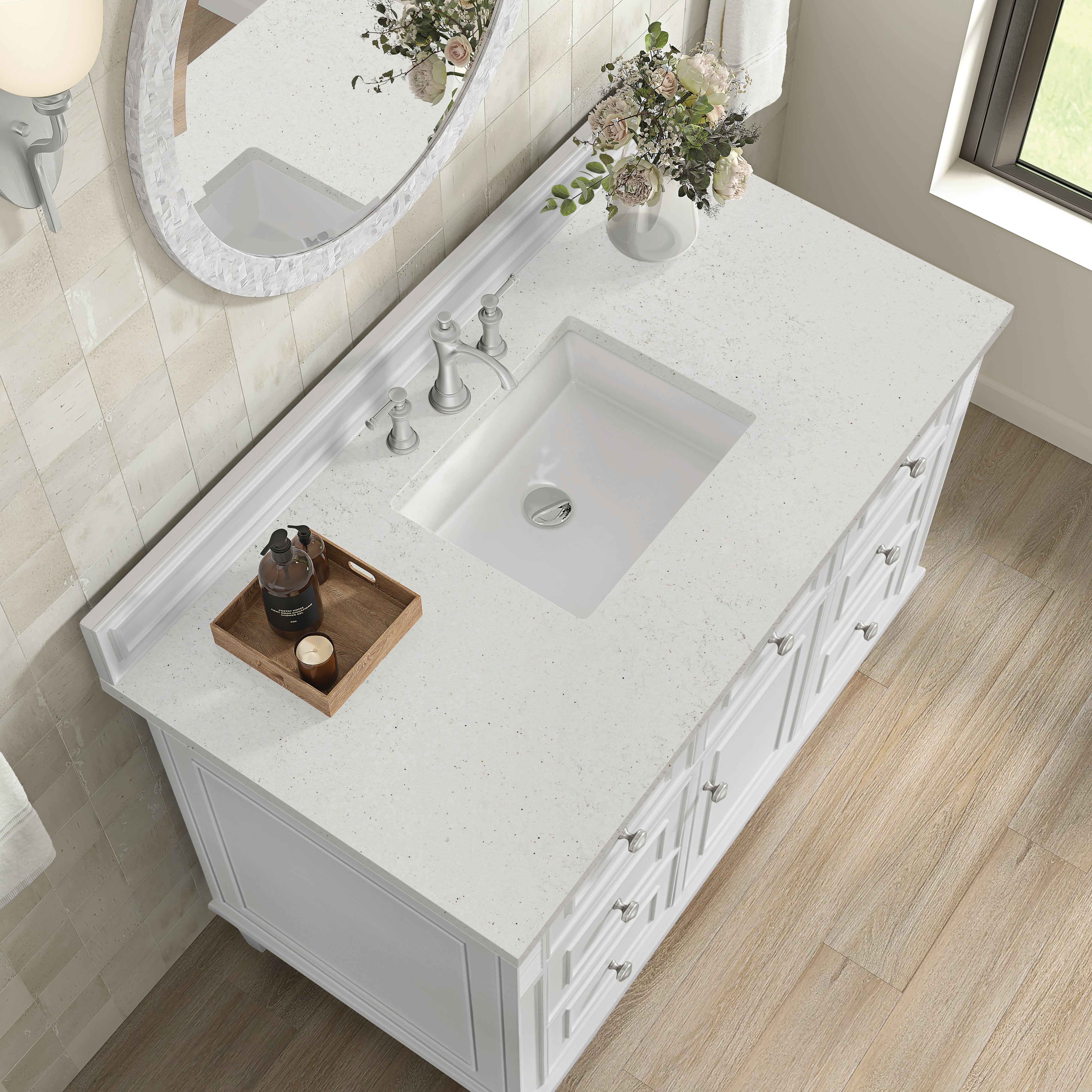 James Martin Lorelai 48" Single Vanity in Bright White with 3cm Countertop