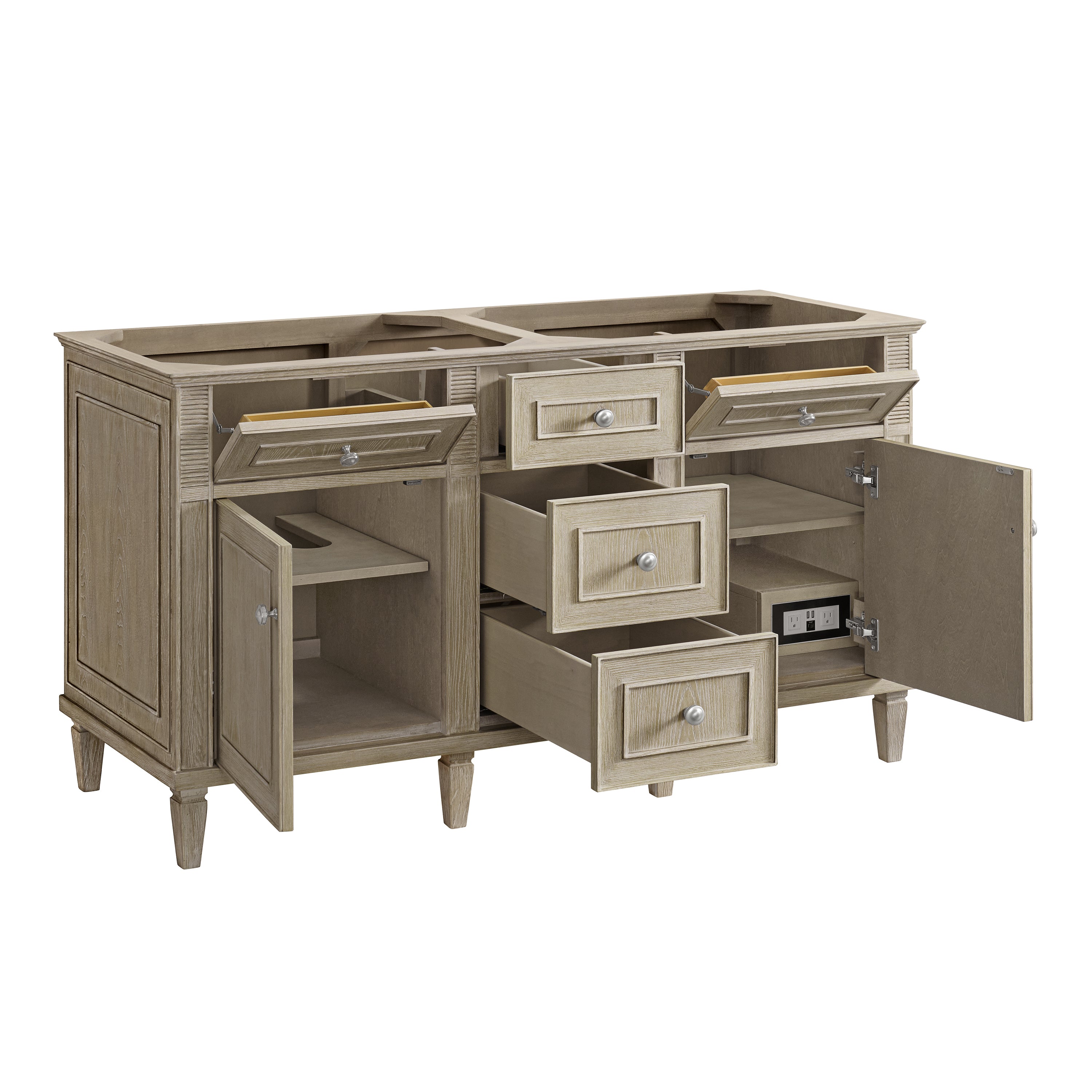 James Martin Lorelai 60" Double Vanity in Whitewashed Oak with 3cm Countertop