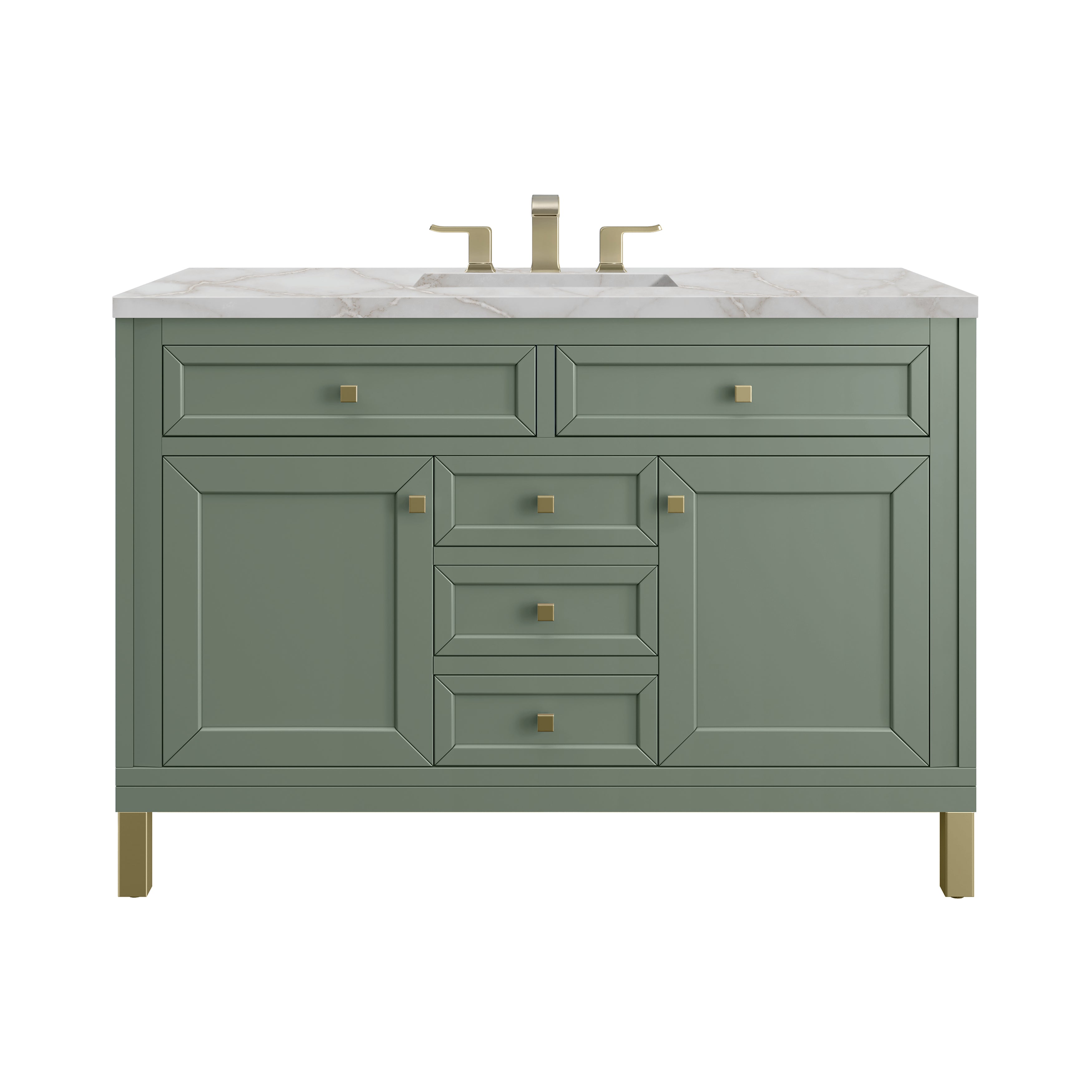 James Martin Chicago 48" Single Vanity in Smokey Celadon with 3cm Countertop and FreePower Wireless Charger