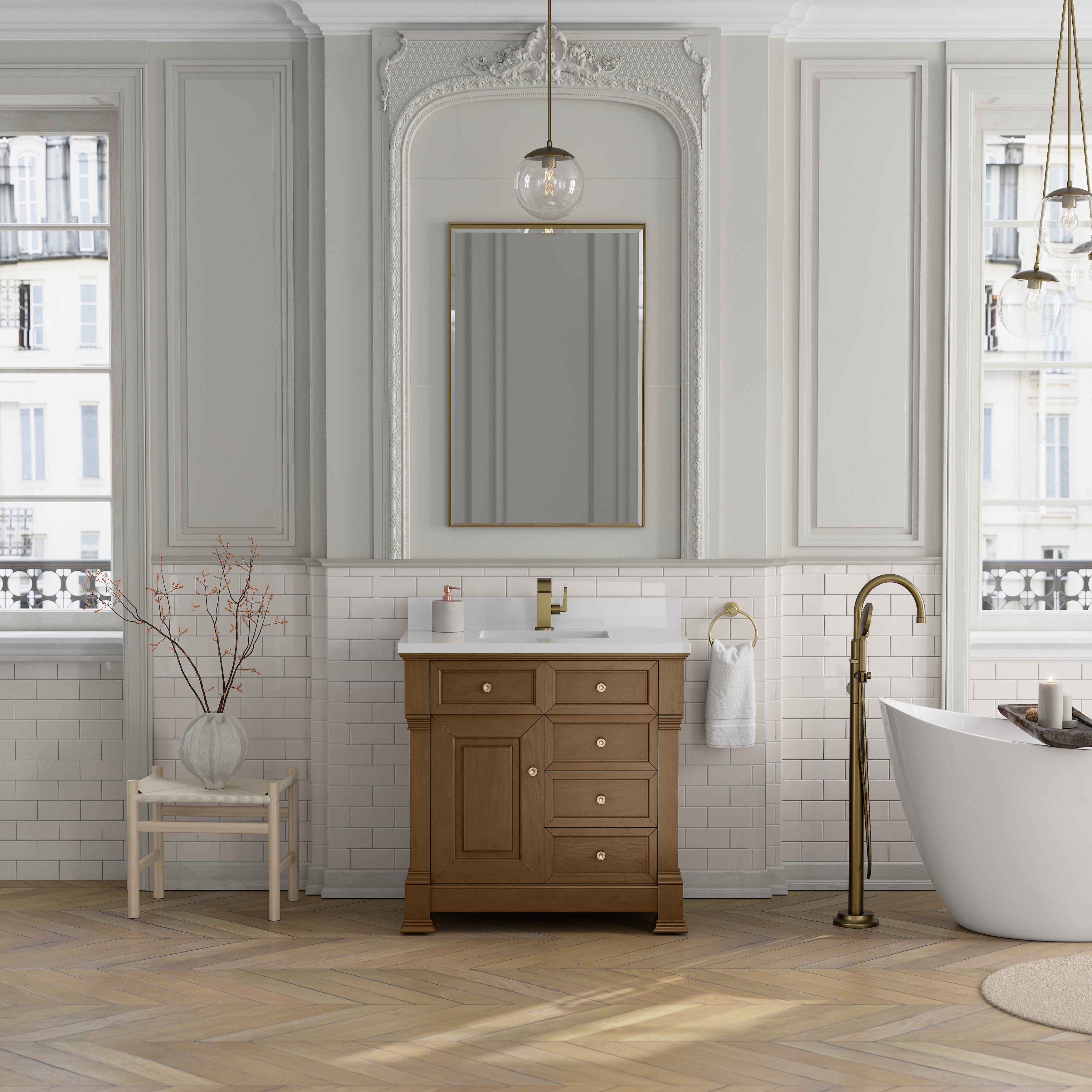 James Martin Brookfield 36" Single Vanity in Honey Oak with 3cm Countertop