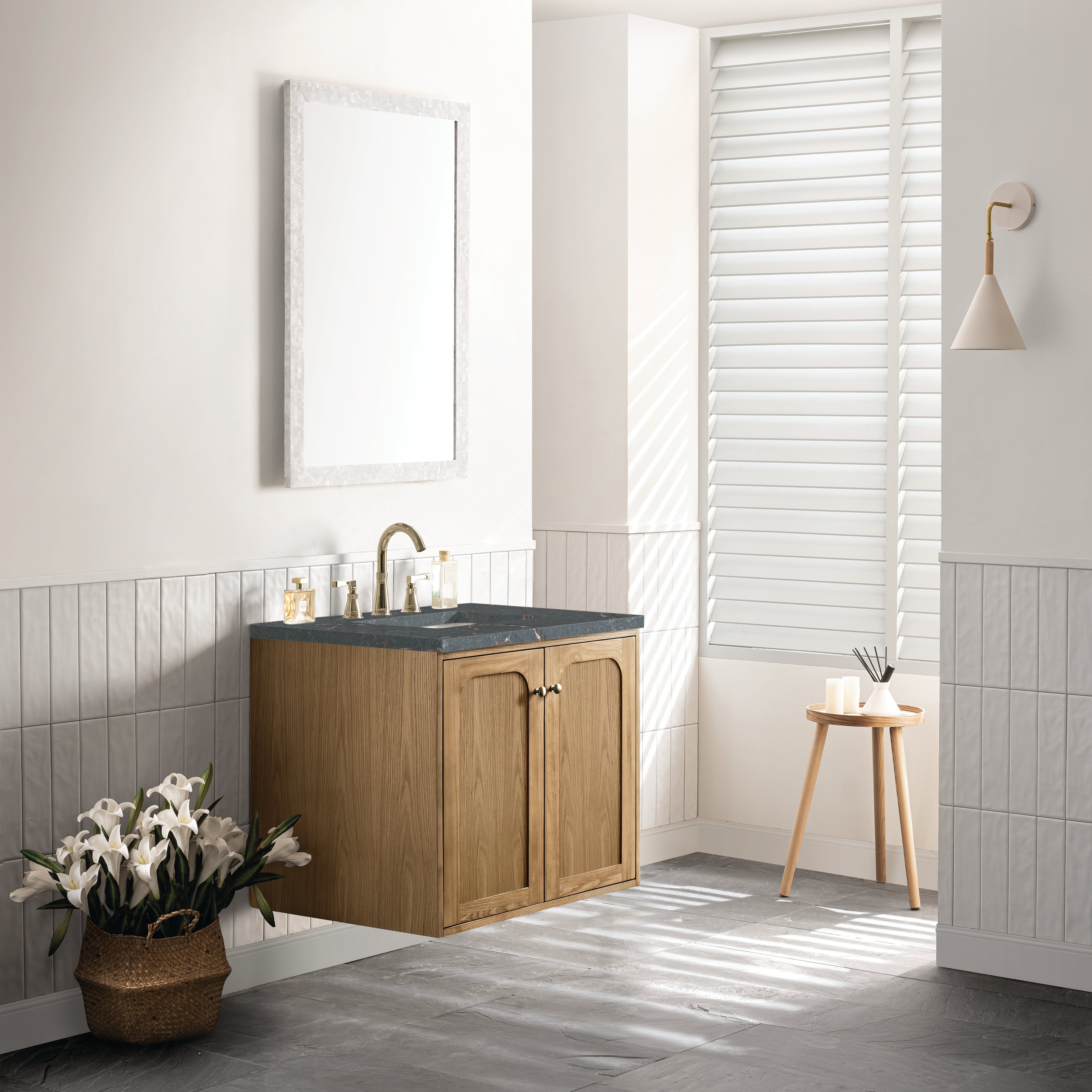 James Martin Laurent 30" Single Vanity in Light Natural Oak with 3cm Countertop