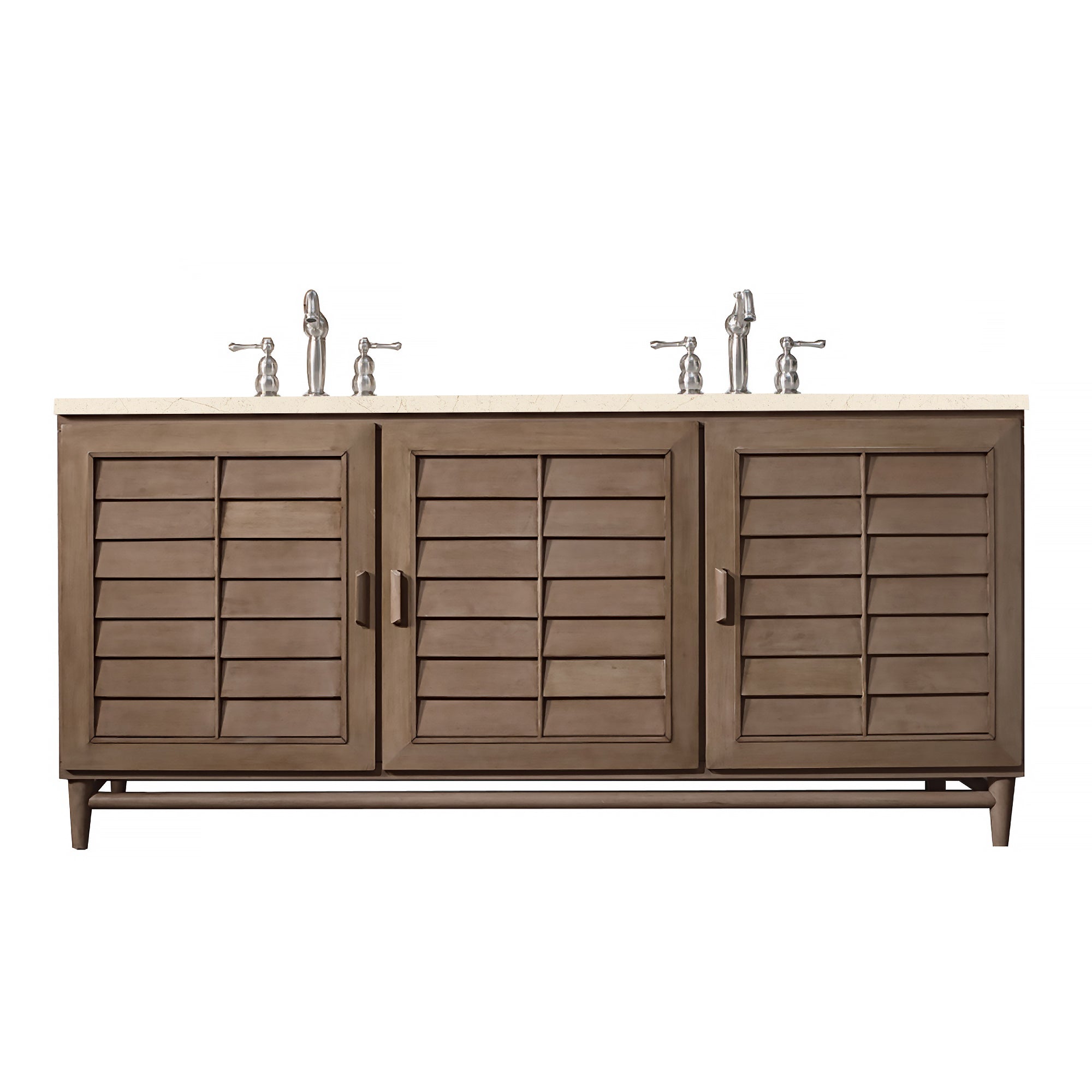 James Martin Portland 72" Double Vanity in Whitewashed Walnut with 3cm Countertop