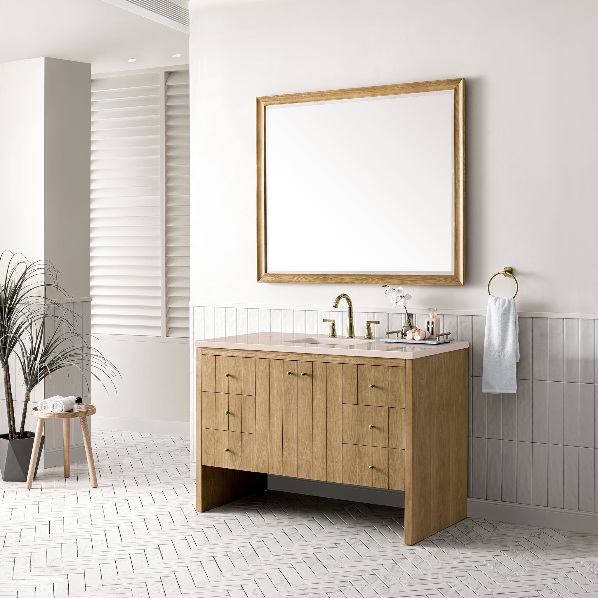 James Martin Hudson 48" Single Vanity in Light Natural Oak with 3cm Countertop