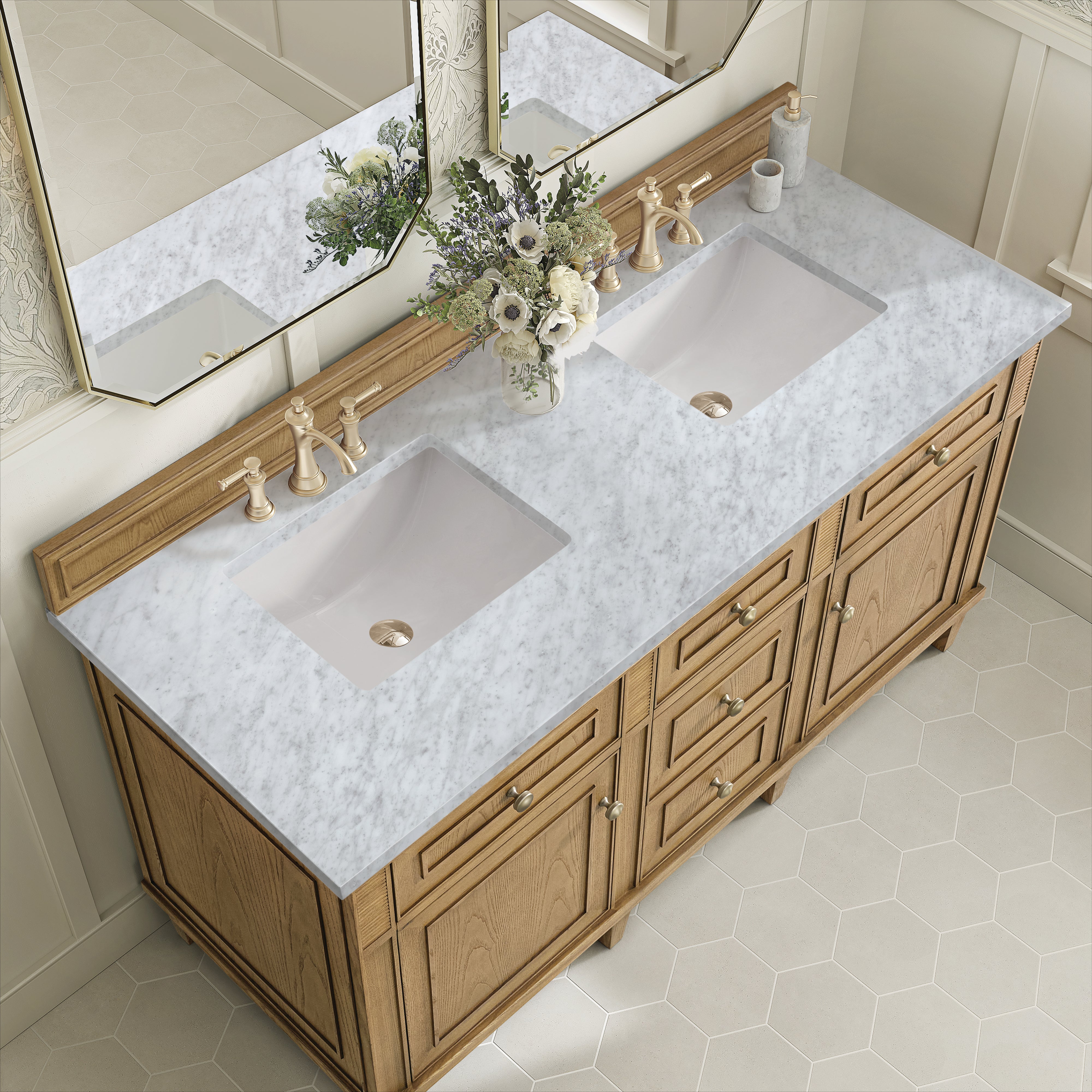 James Martin Lorelai 60" Double Vanity in Light Natural Oak with 3cm Countertop