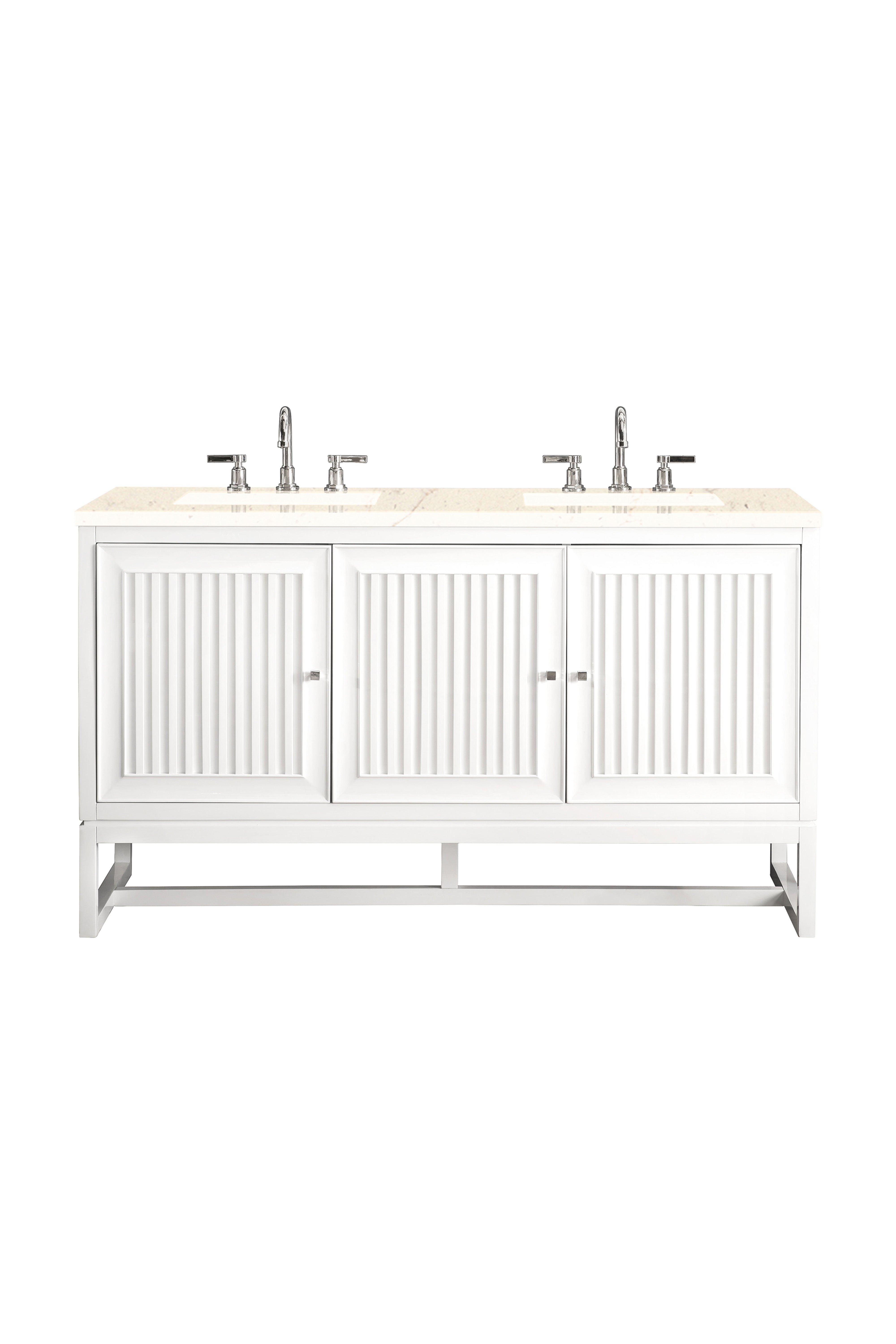 James Martin Athens 60" Double Vanity in Glossy White with 3cm Countertop