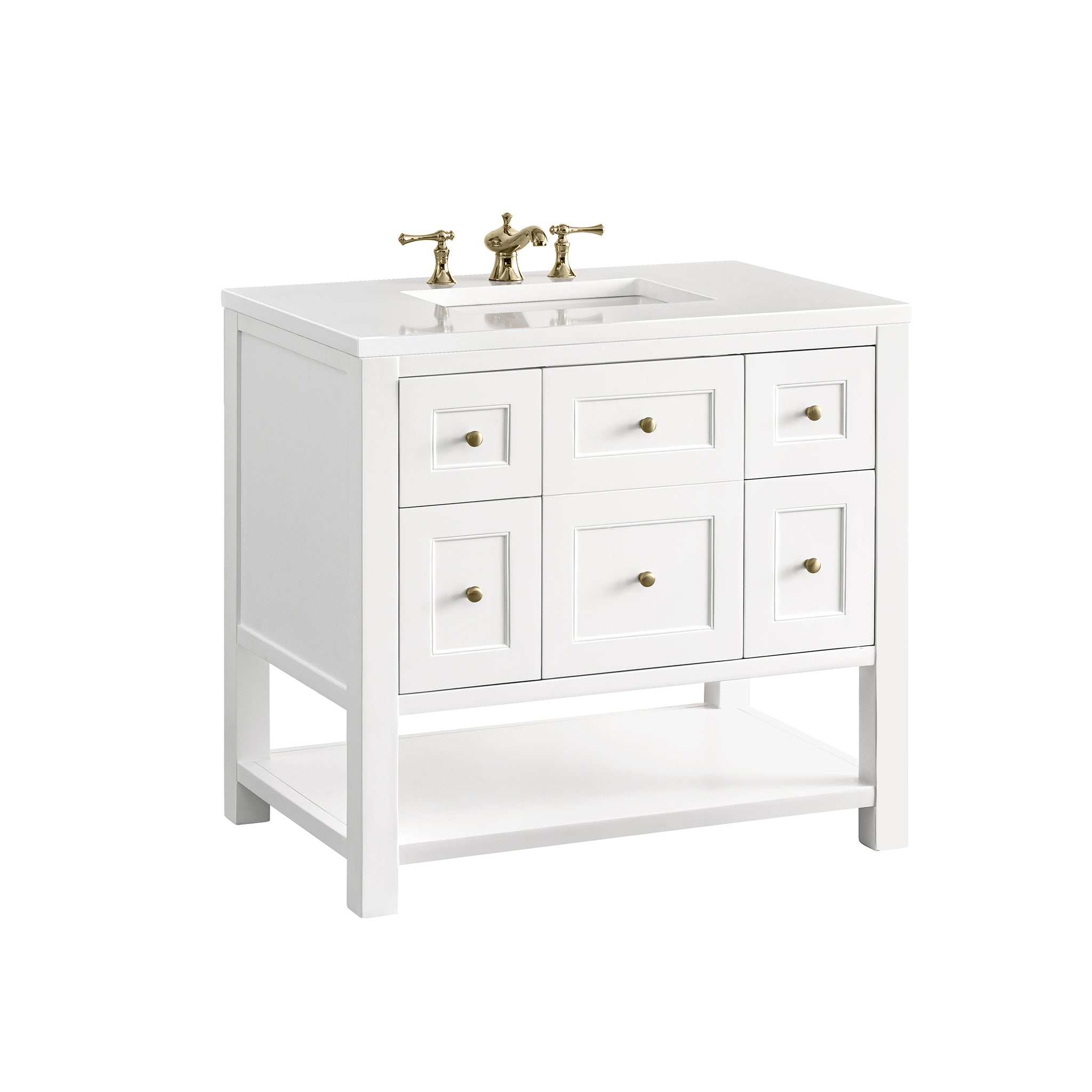 James Martin Breckenridge 36" Single Vanity in Bright White with 3cm Countertop