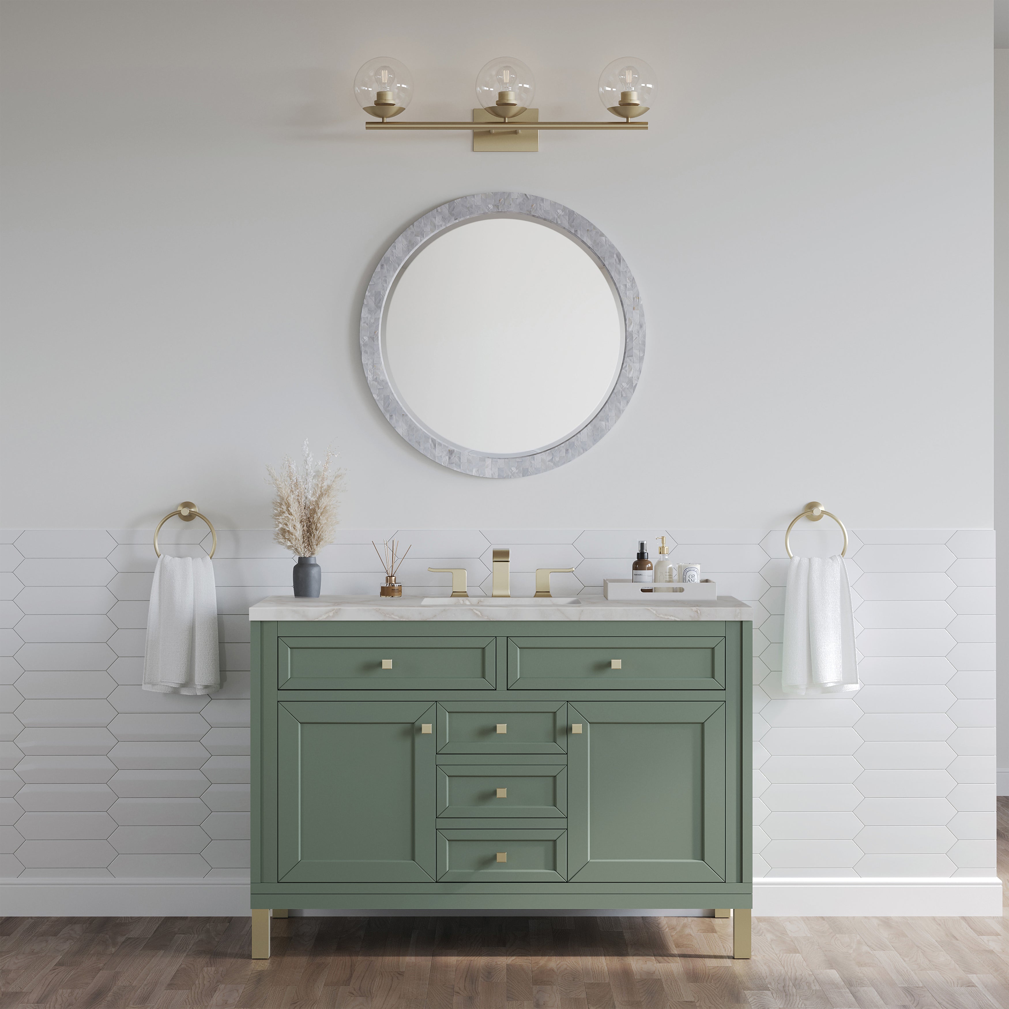 James Martin Chicago 48" Single Vanity in Smokey Celadon with 3cm Countertop