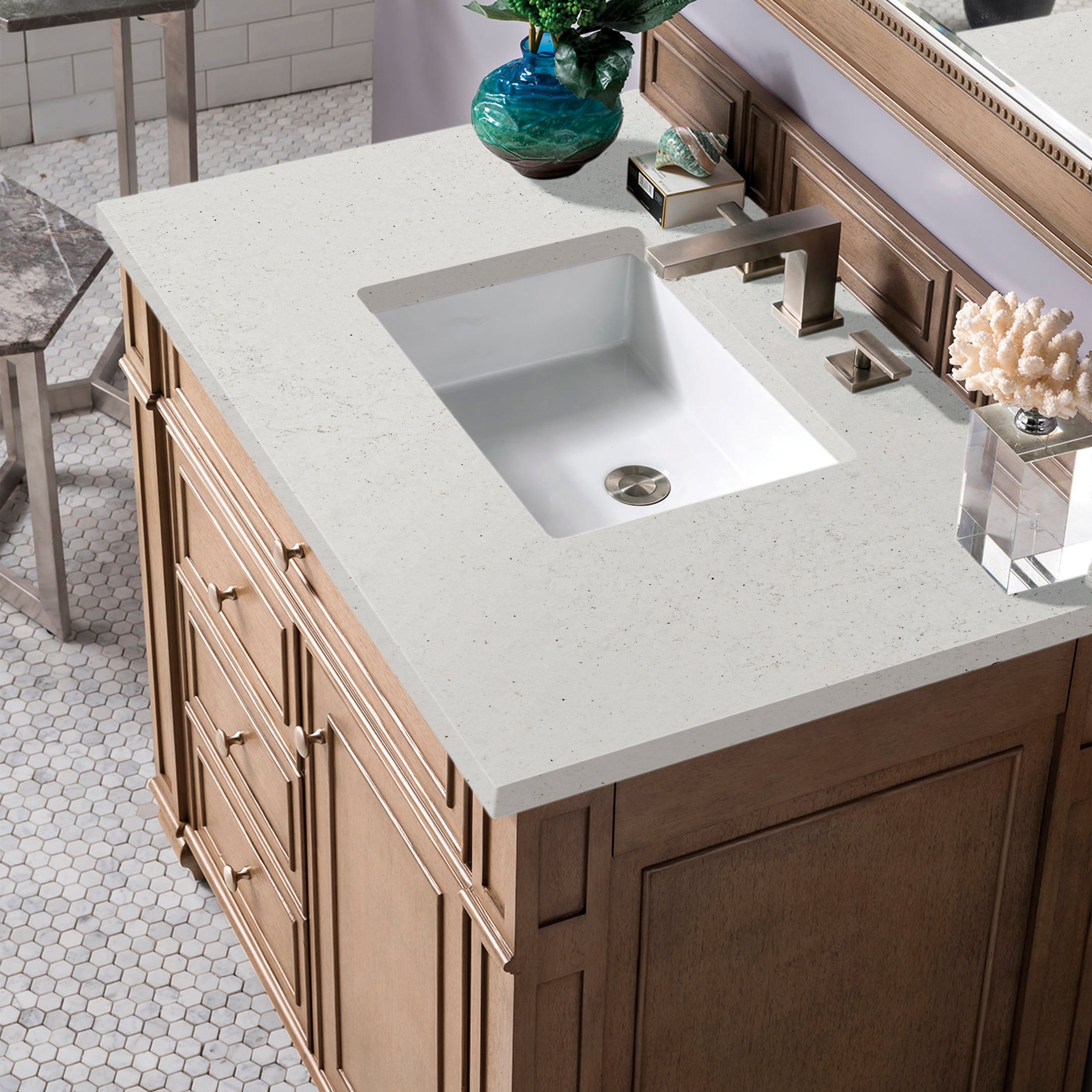 James Martin Bristol 36" Single Vanity in Whitewashed Walnut with 3cm Countertop