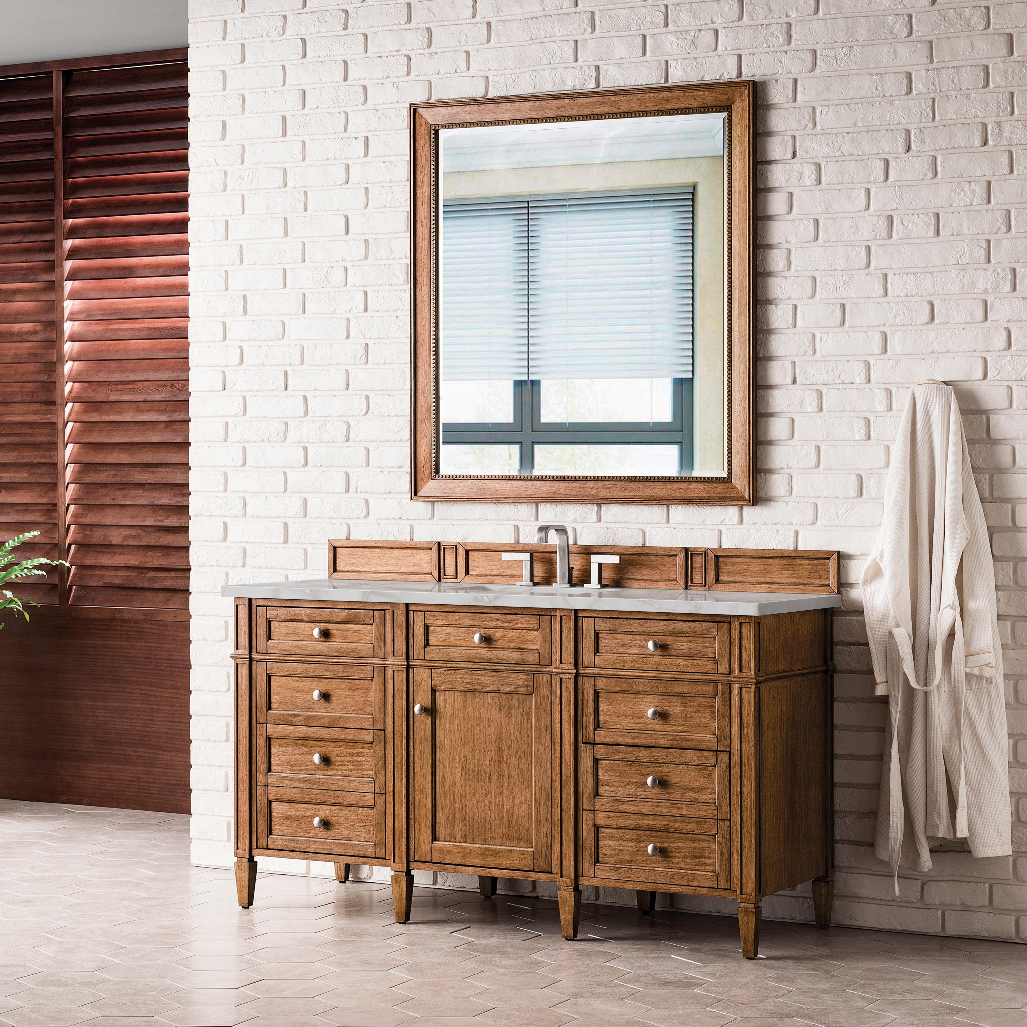 James Martin Brittany 60" Single Vanity in Saddle Brown with 3cm Countertop
