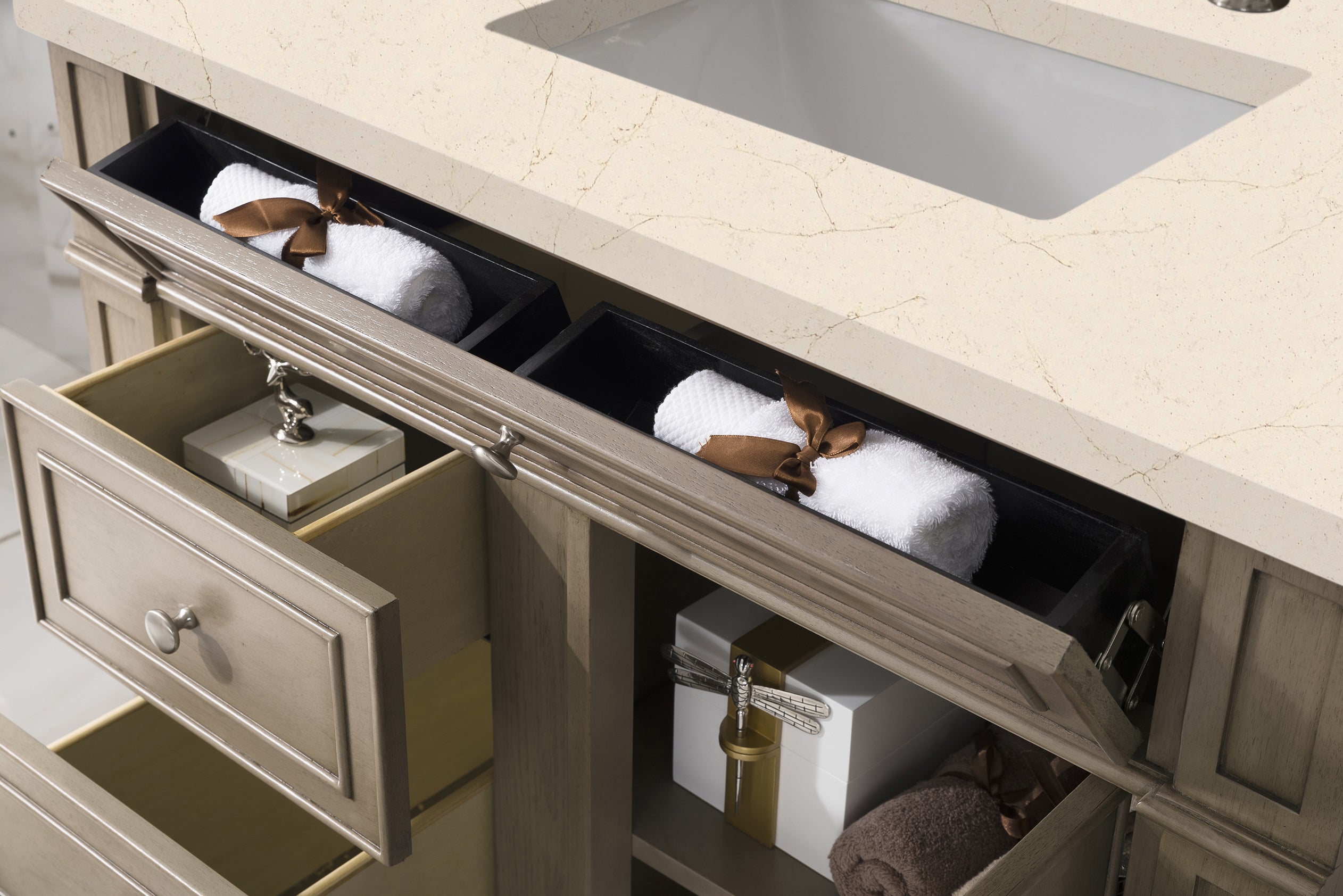 James Martin Bristol 36" Single Vanity in Whitewashed Walnut with 3cm Countertop