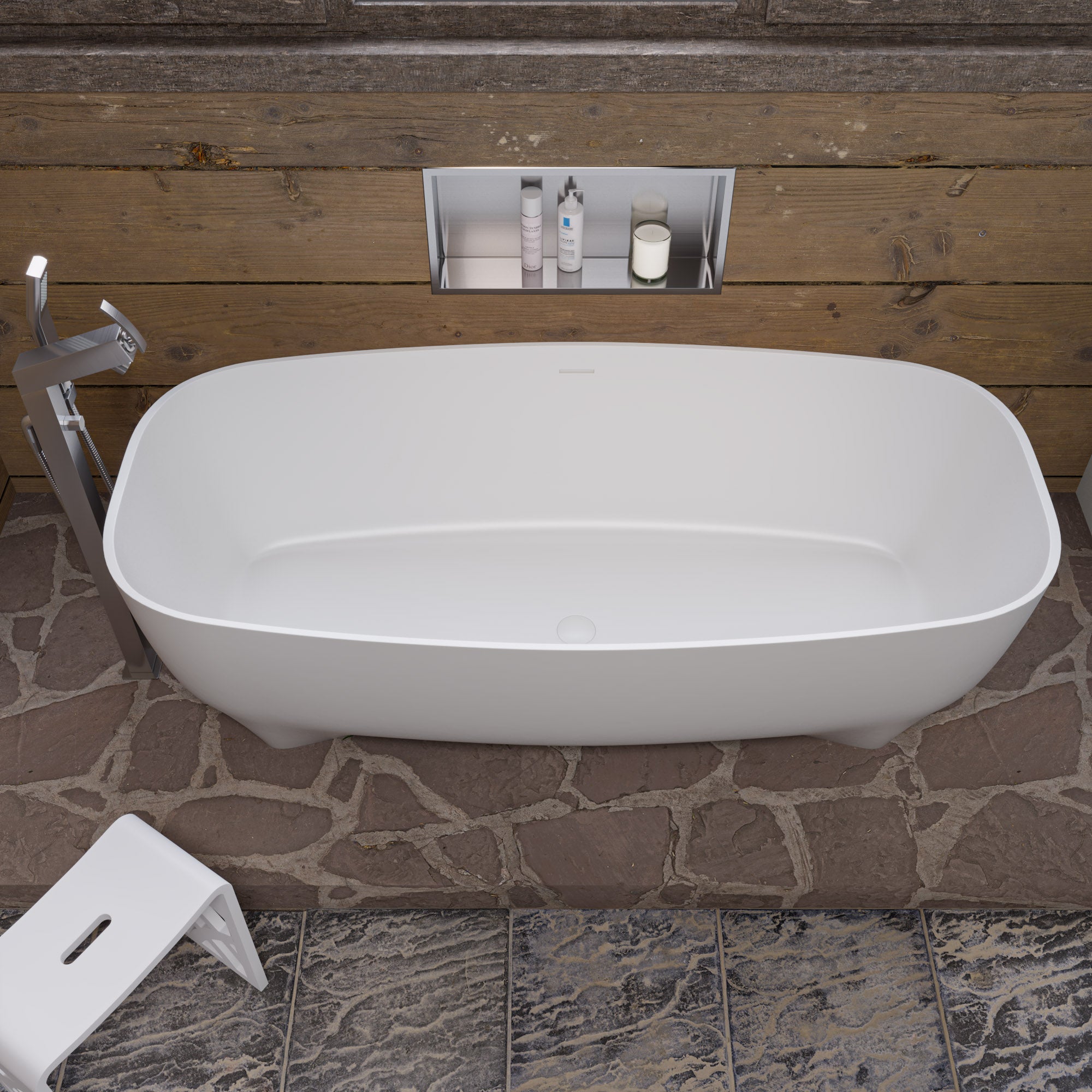 ALFI brand  AB9980 67" White Matte Solid Surface Resin Bathtub
