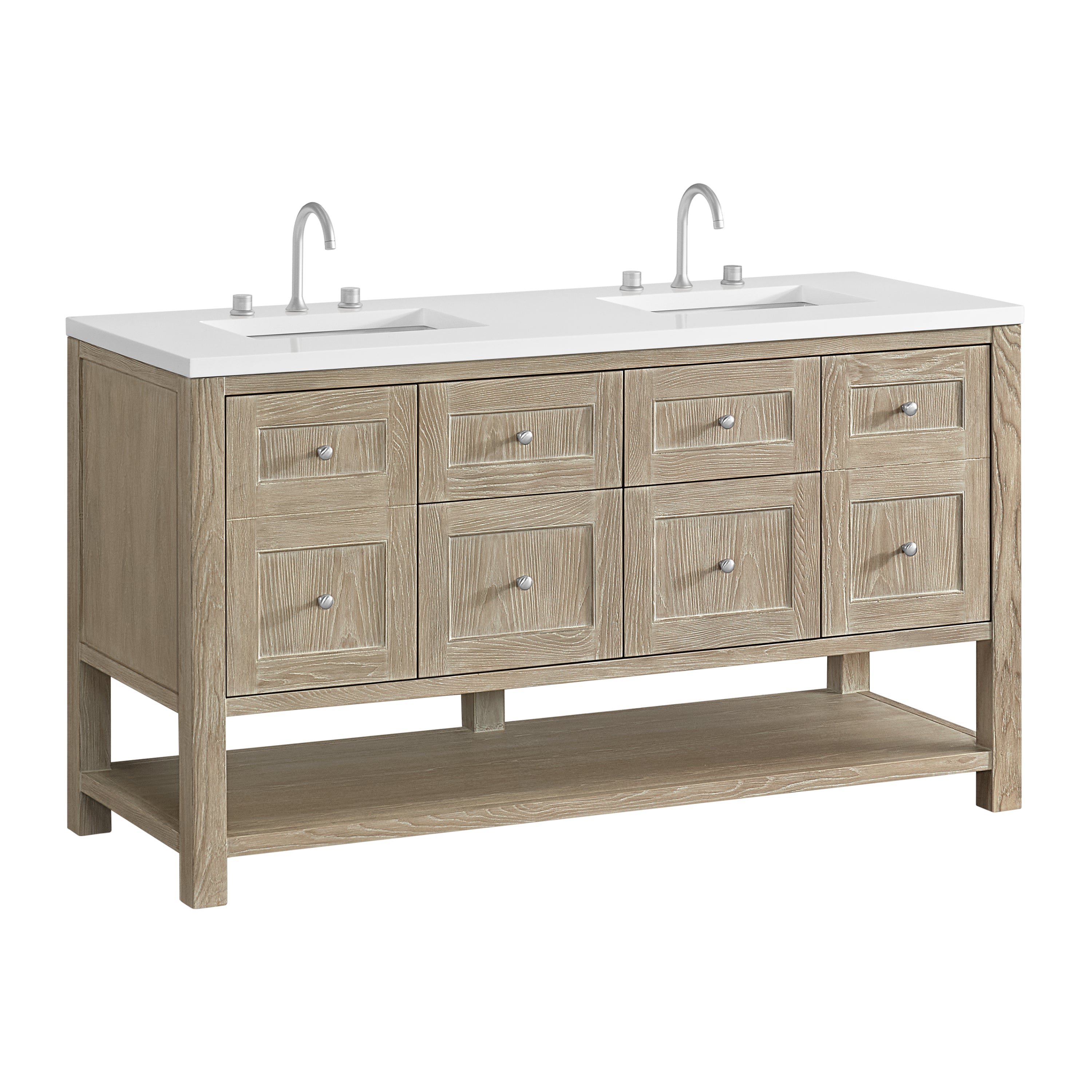 James Martin Breckenridge 60" Double Vanity in Whitewashed Oak with 3cm Countertop